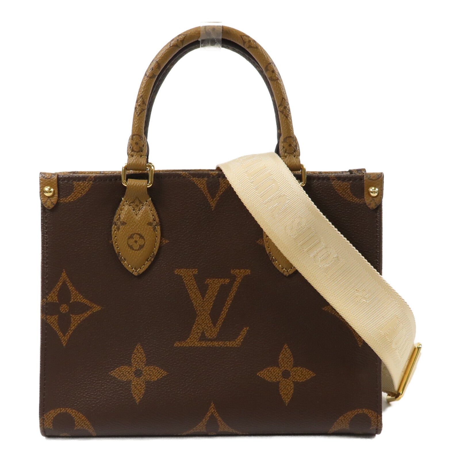 LOUIS VUITTON Monogram Giant OnTheGo PM金扣手挽肩背兩用袋棕色