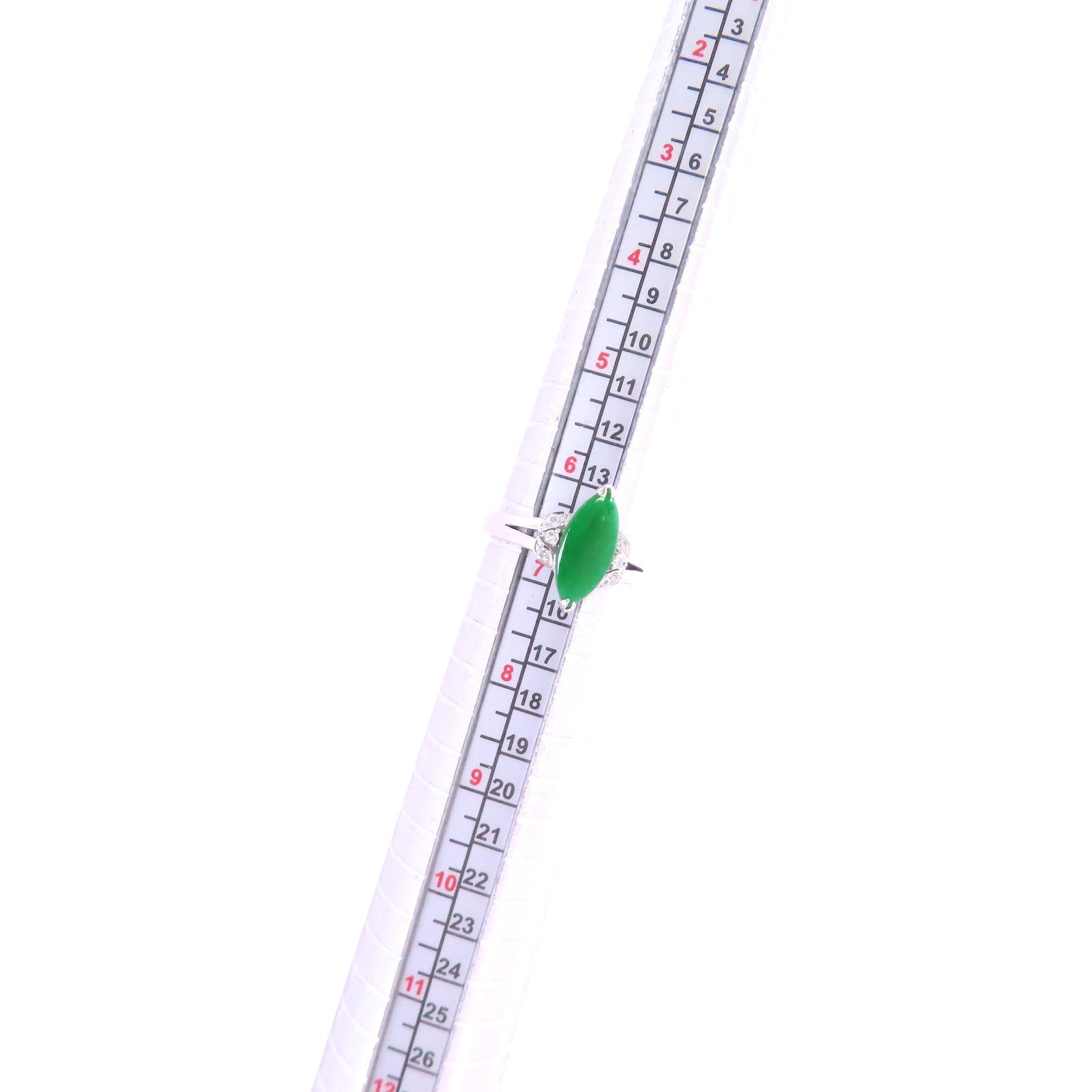 JEWELRY 【激減優惠】18K白金/翡翠/鑽石Jade Diamond Ring戒指US#6.5