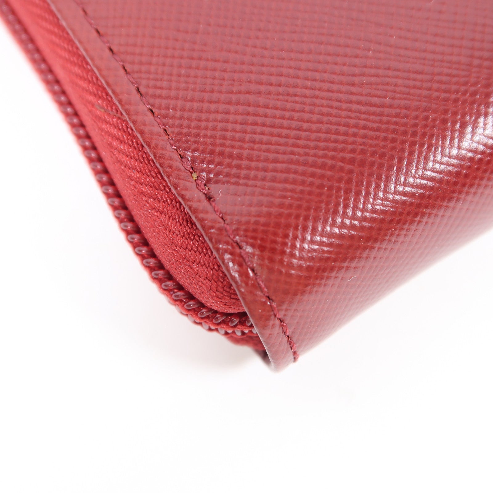 PRADA Saffiano皮革Long Wallet銀扣長錢包紅色