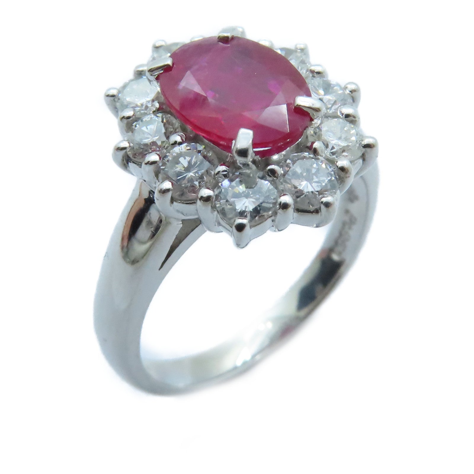 JEWELRY PT850鉑金Ruby Diamond Ring 1.32ct紅寶石/0.89ct鑽石戒指US#5.5
