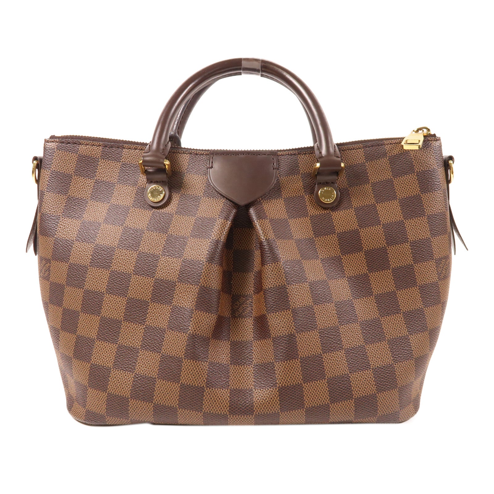 LOUIS VUITTON Damier Siena Satchel PM金扣手挽袋棕色