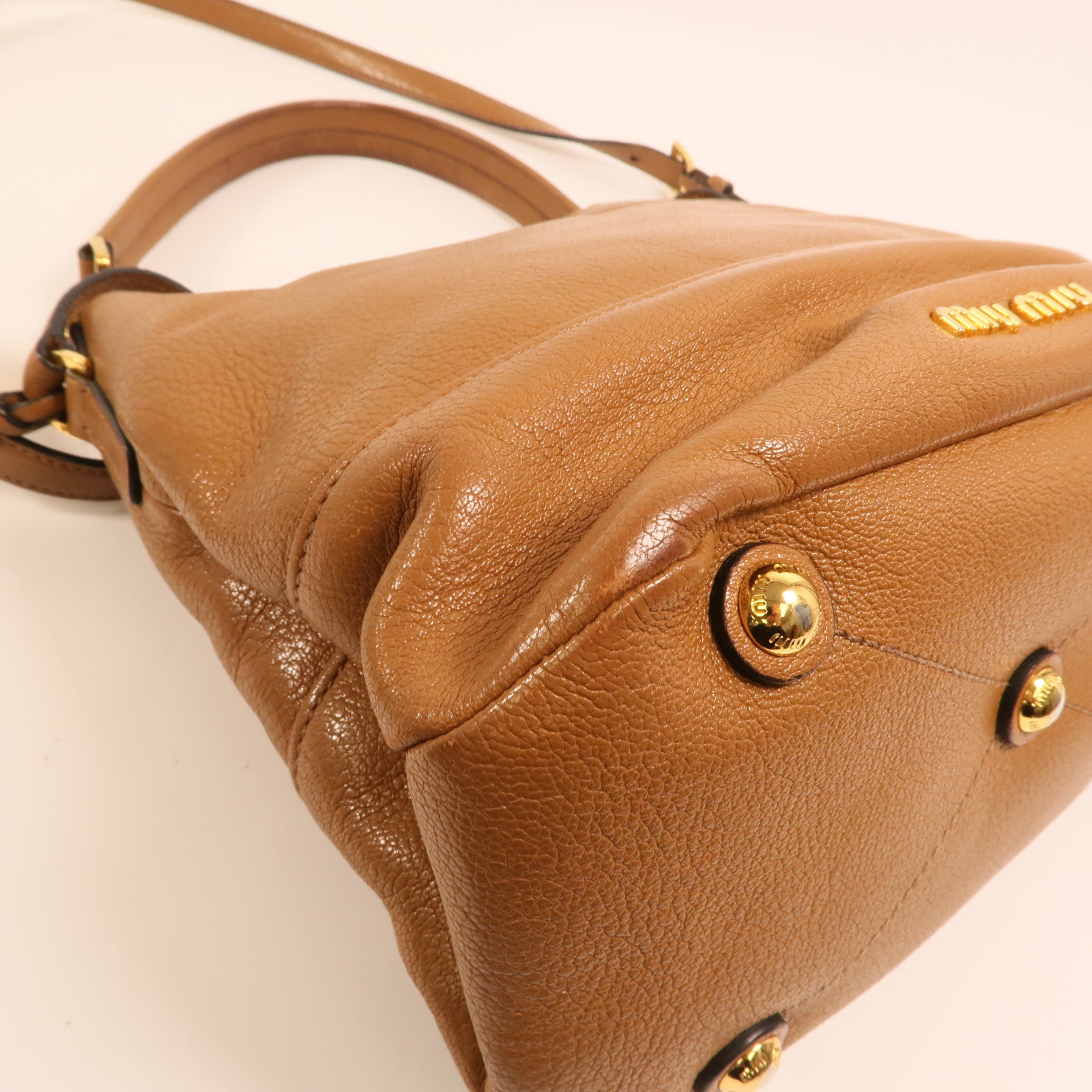Miu Miu 牛皮皮革2 Way Shoulder金扣手挽肩背兩用袋