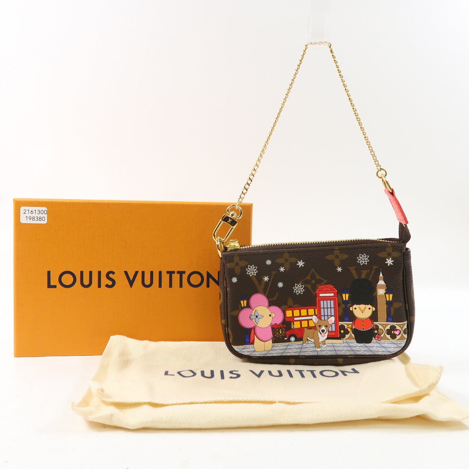 LOUIS VUITTON Monogram Mini Pochette Accessoires金扣手挽袋啡色/彩色