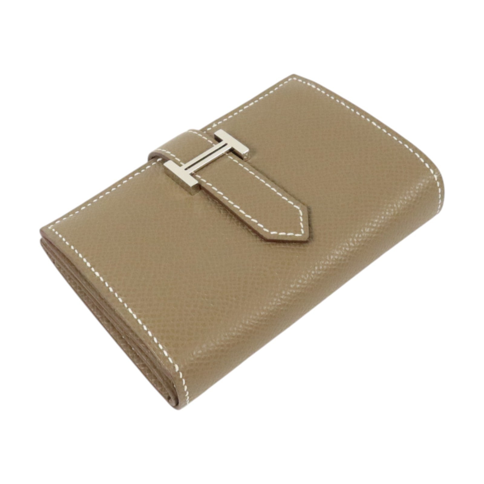 HERMES Epsom皮革Bearn Mini Wallet銀扣錢包Etoupe