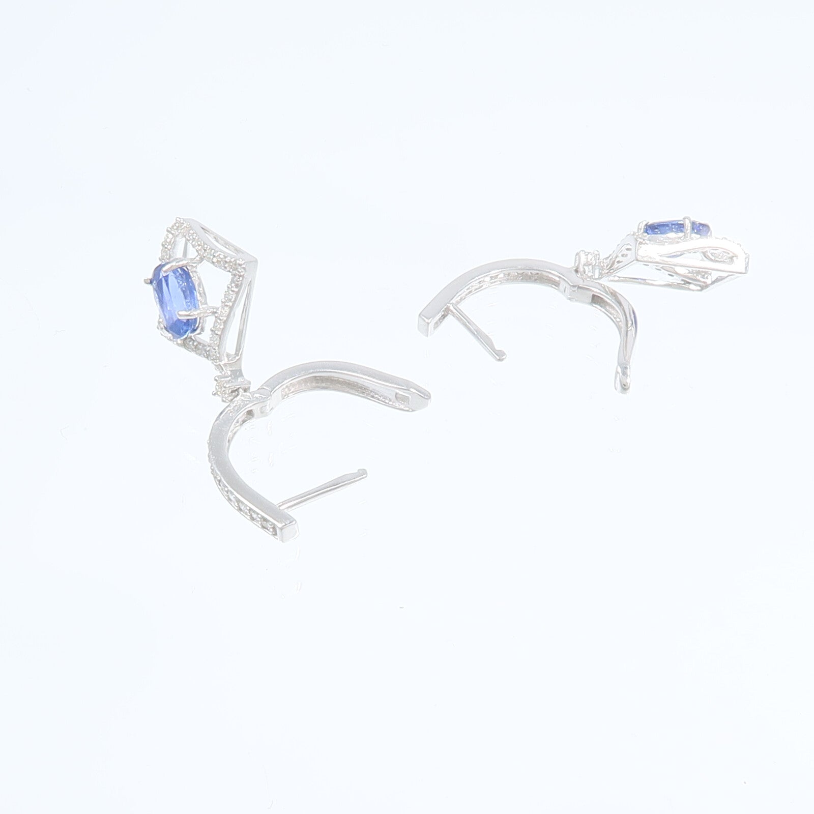 JEWELRY 18K白金Sapphire Diamond Earrings藍寶石/鑽石耳環