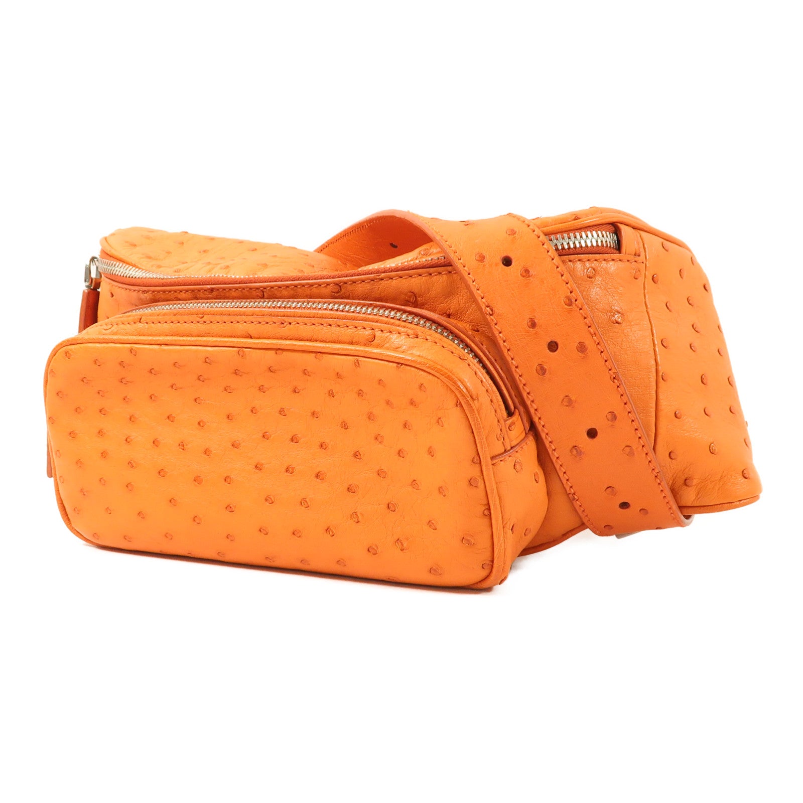 PRADA 【激減優惠】鴕鳥皮革Waist Bag銀扣腰包