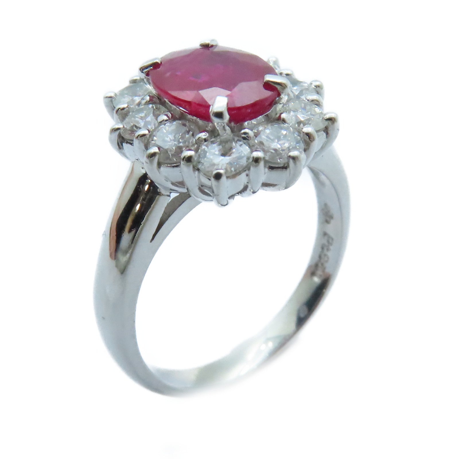 JEWELRY PT850鉑金Ruby Diamond Ring 1.32ct紅寶石/0.89ct鑽石戒指US#5.5