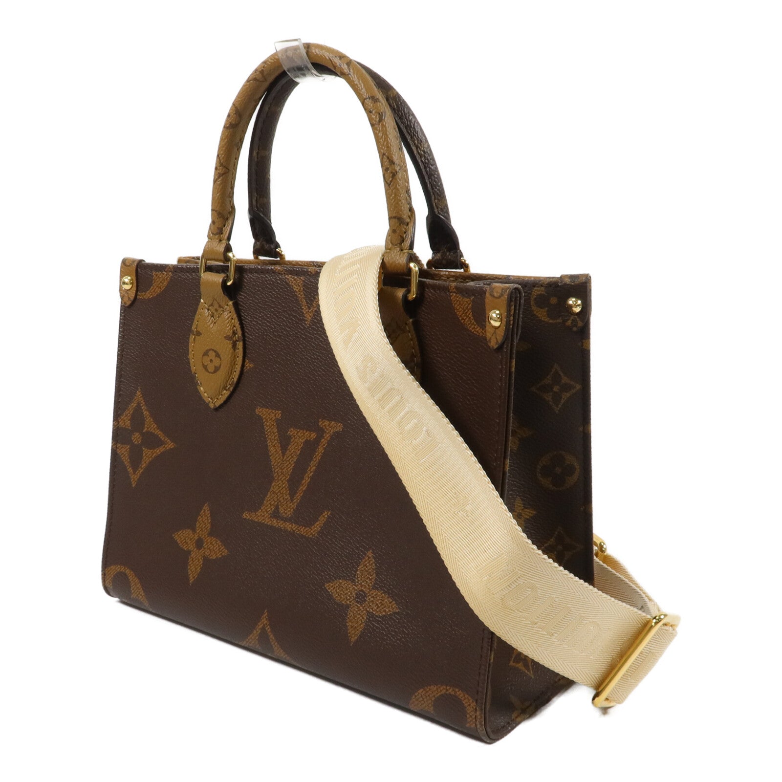 LOUIS VUITTON Monogram Giant OnTheGo PM金扣手挽肩背兩用袋棕色