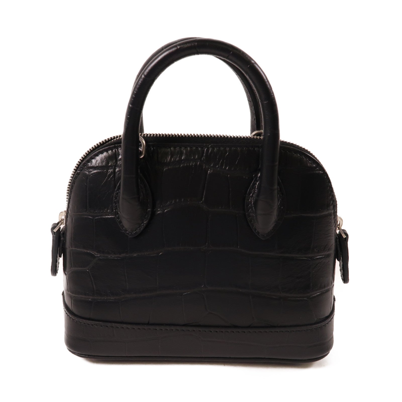 BALENCIAGA 牛皮皮革Ville銀扣手挽肩背兩用袋黑色