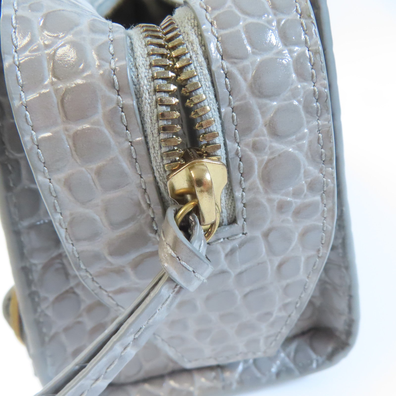 BALENCIAGA 牛皮皮革Neo Classic Mini金扣手挽肩背兩用袋灰色