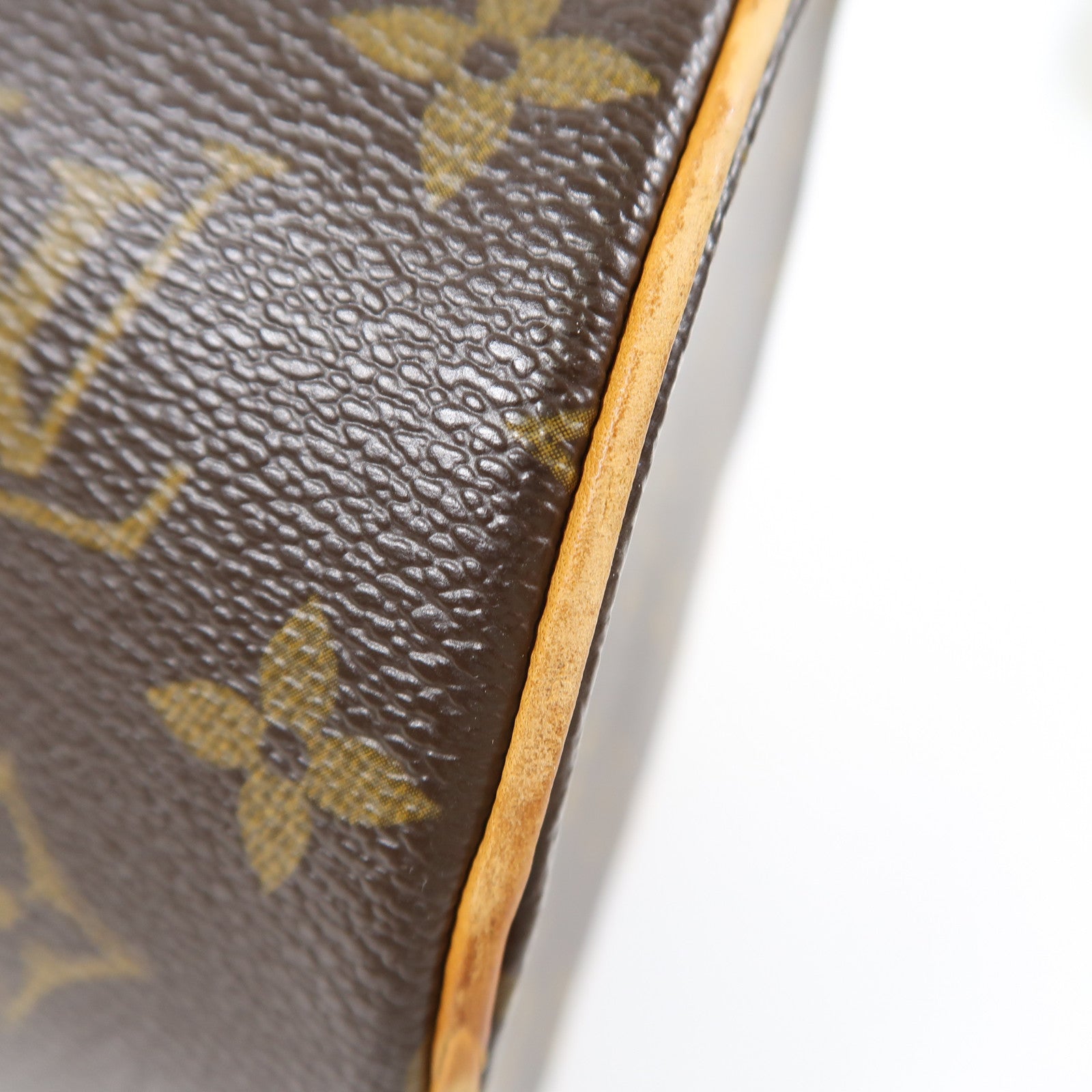 LOUIS VUITTON Monogram Papillon PM金扣手挽袋棕色