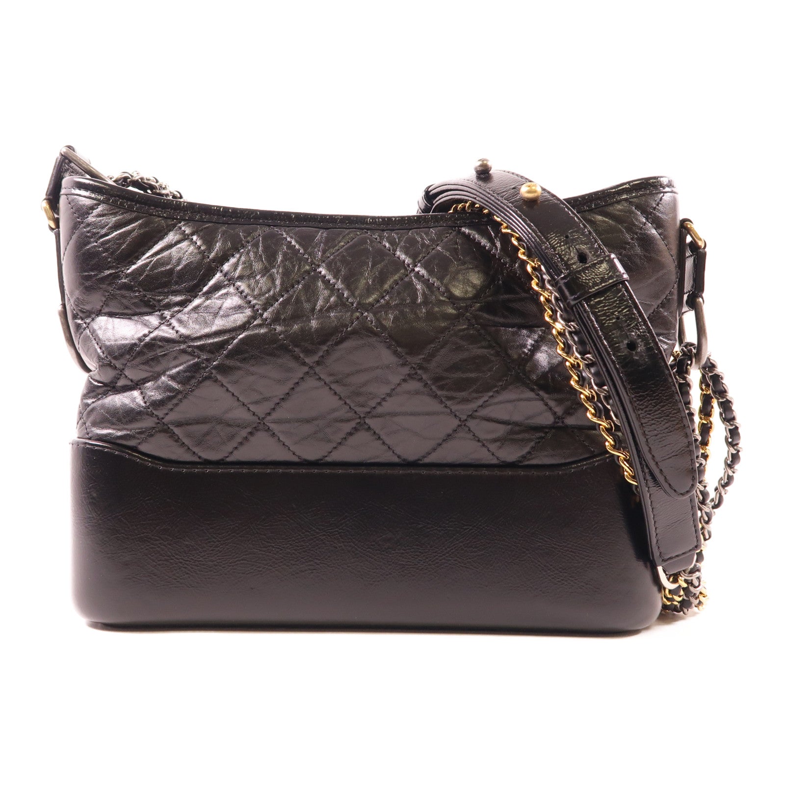 CHANEL CC Gabrielle Small Chain Shoulder Bag Calfskin Leather Black