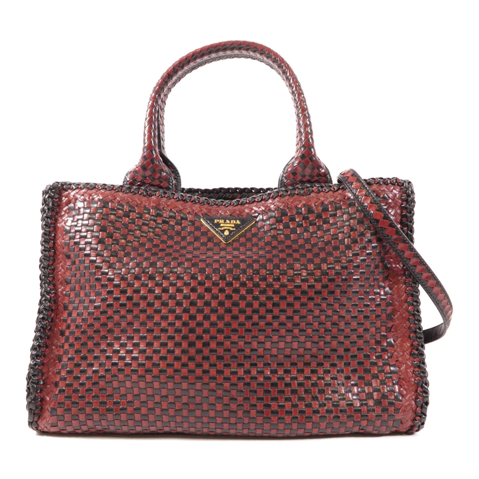 PRADA 牛皮皮革2 Way Bag金扣手挽肩背兩用袋