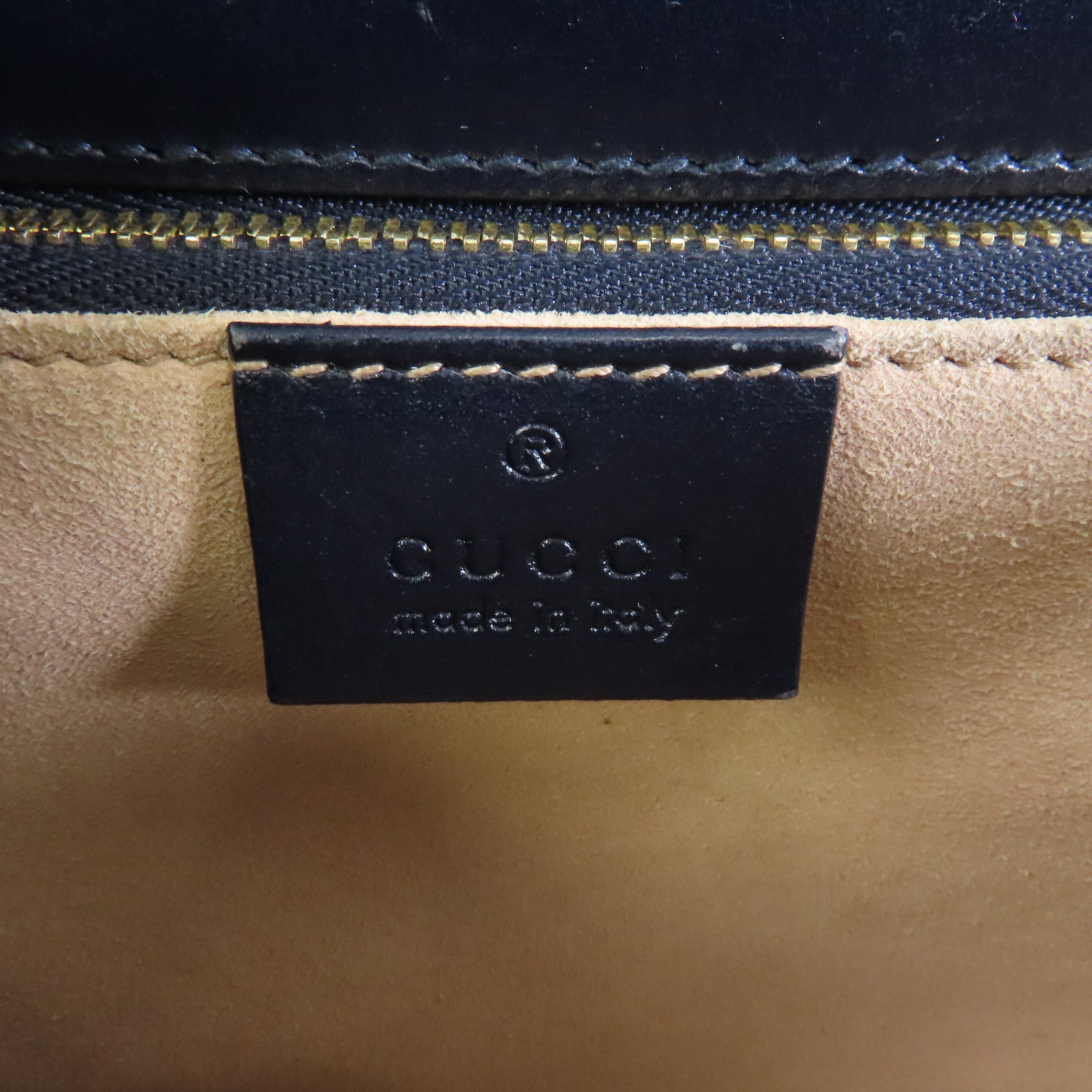 GUCCI 【激減優惠】牛皮皮革/絨面革Horsebit 1955金扣肩背袋深藍色