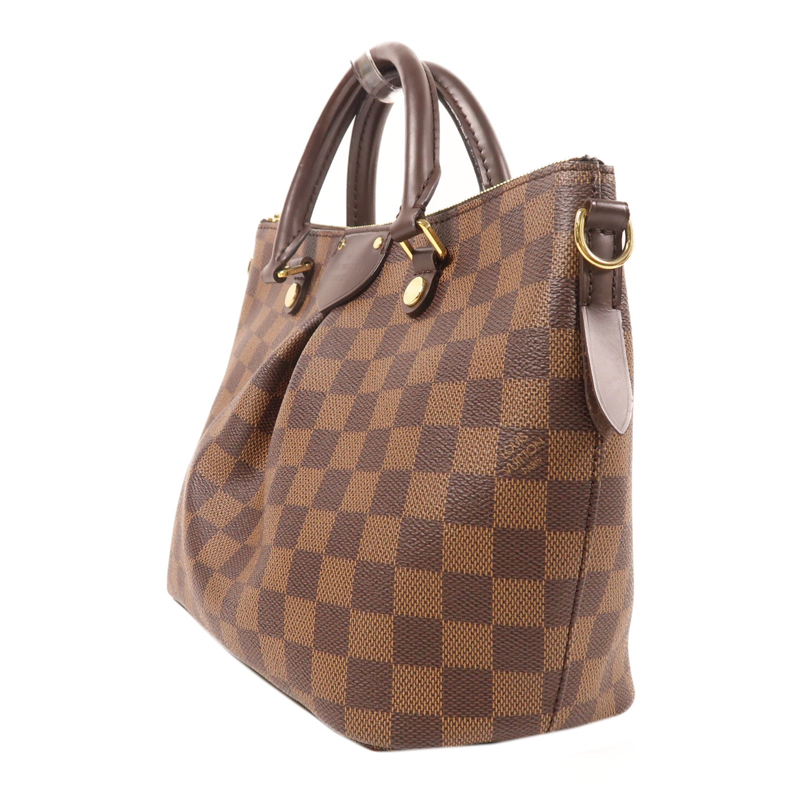 LOUIS VUITTON Damier Siena Satchel PM金扣手挽袋棕色