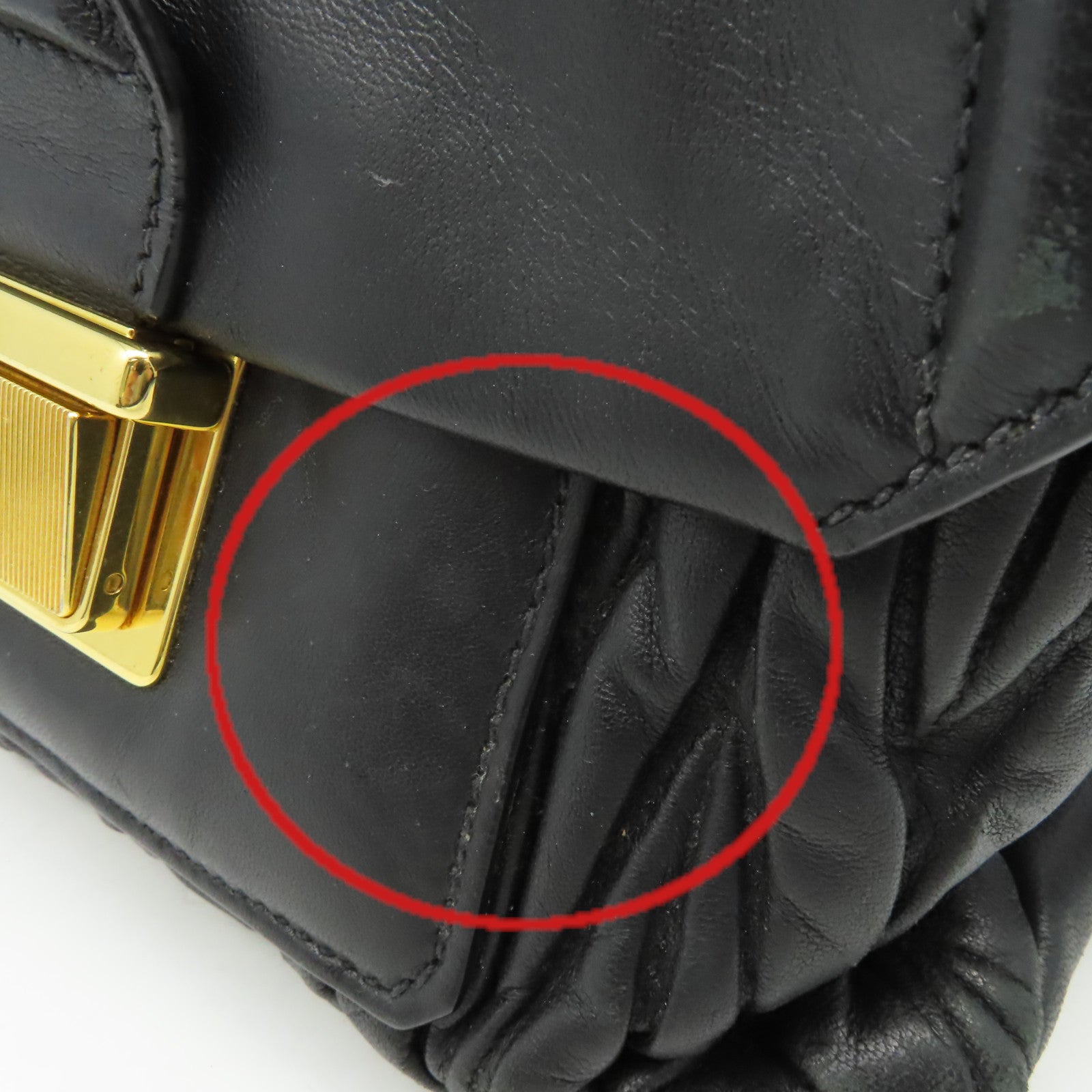 Miu Miu 牛皮皮革2Way Shoulder Bag金扣手挽肩背兩用袋黑色