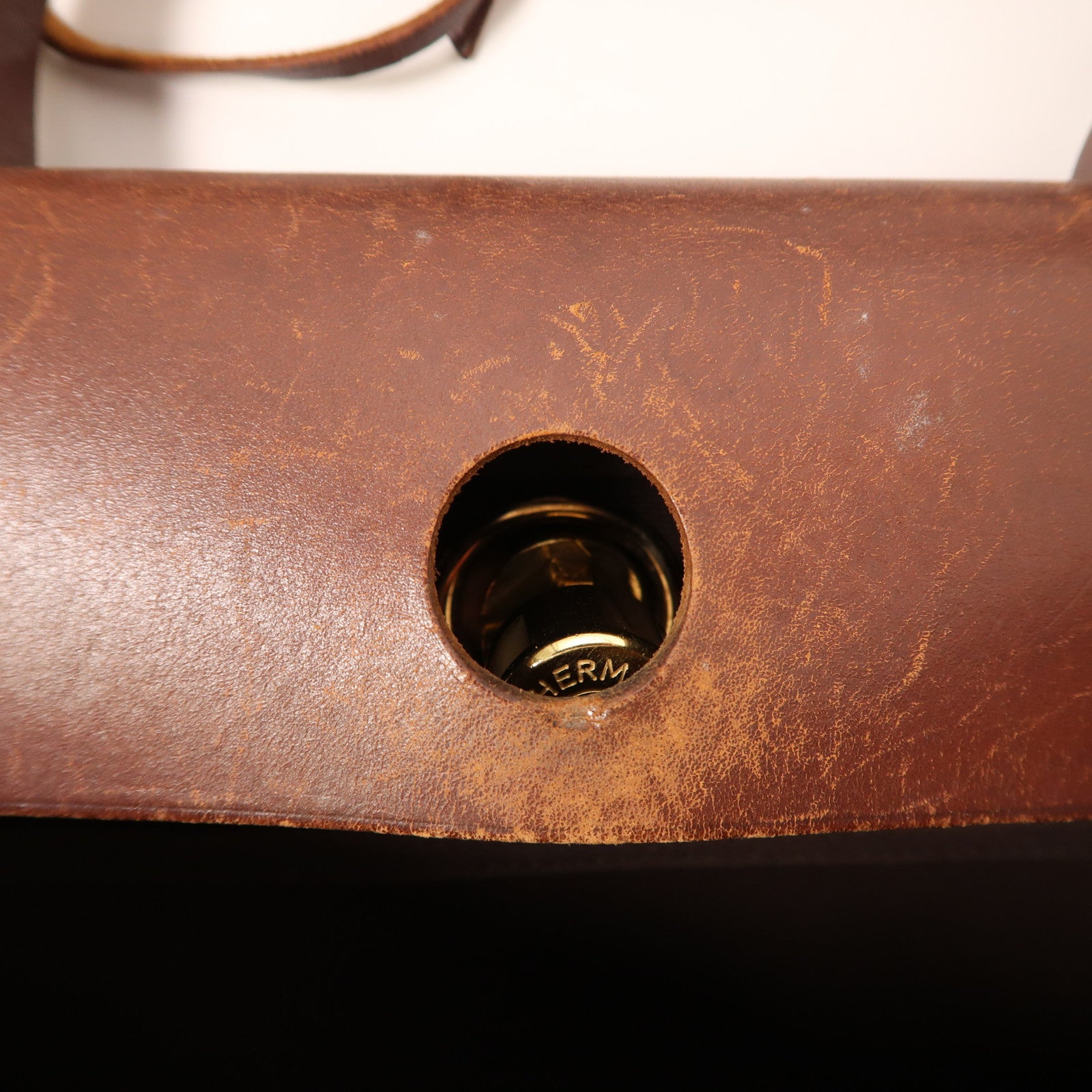 HERMES 帆布Herbag PM金扣手挽肩背兩用袋啡色