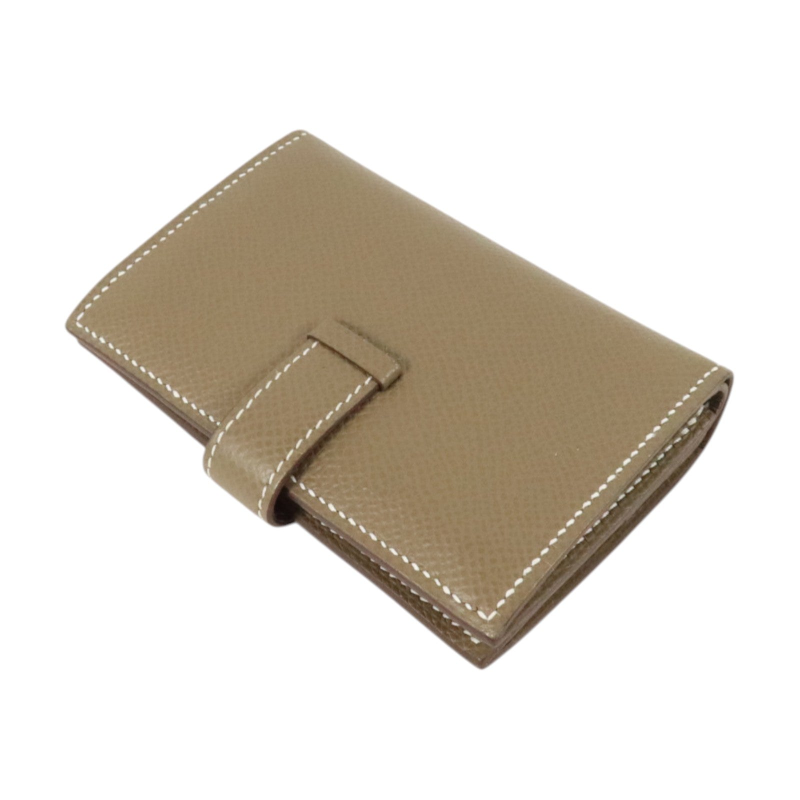 HERMES Epsom皮革Bearn Mini Wallet銀扣錢包Etoupe