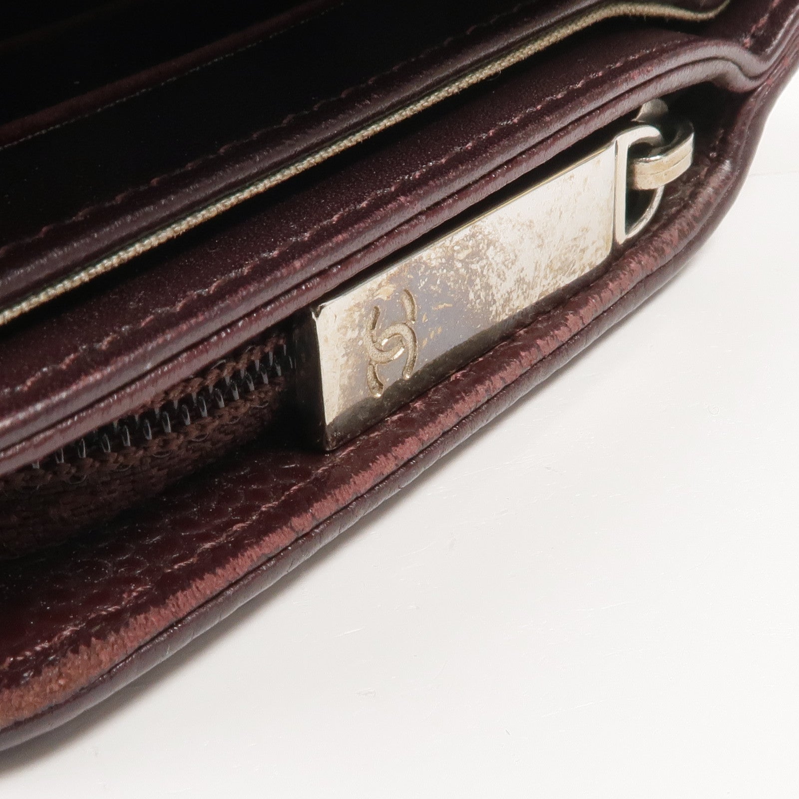 CHANEL 牛皮皮革Wallet銀扣錢包