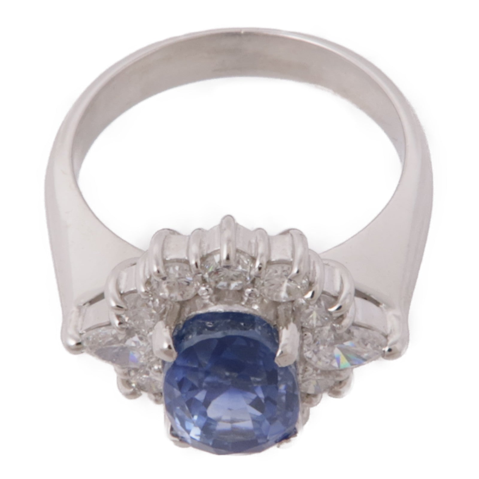 JEWELRY PT900鉑金Sapphire/Diamond藍寶石/鑽石戒指US#5.75