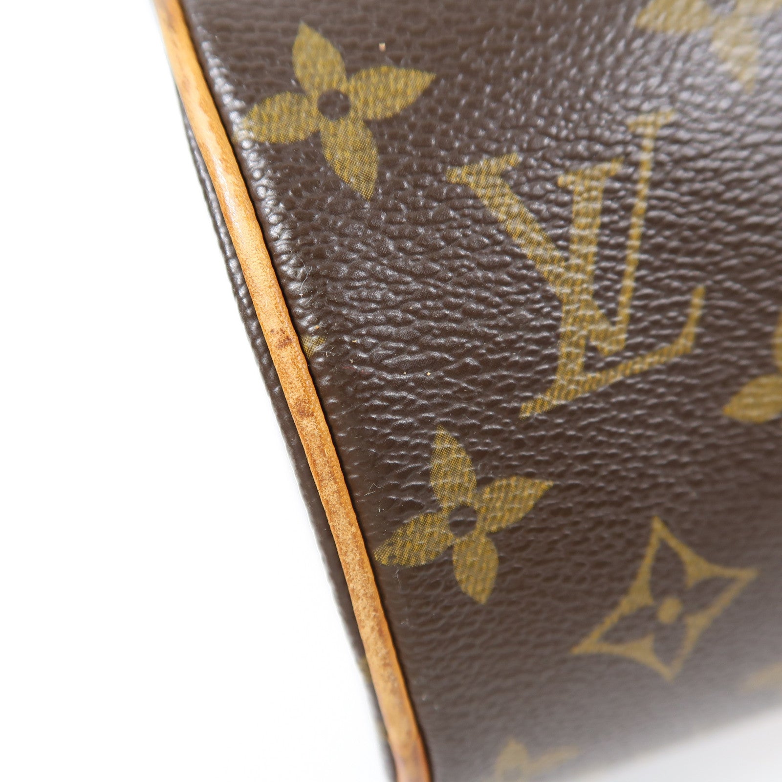 LOUIS VUITTON Monogram Papillon PM金扣手挽袋棕色