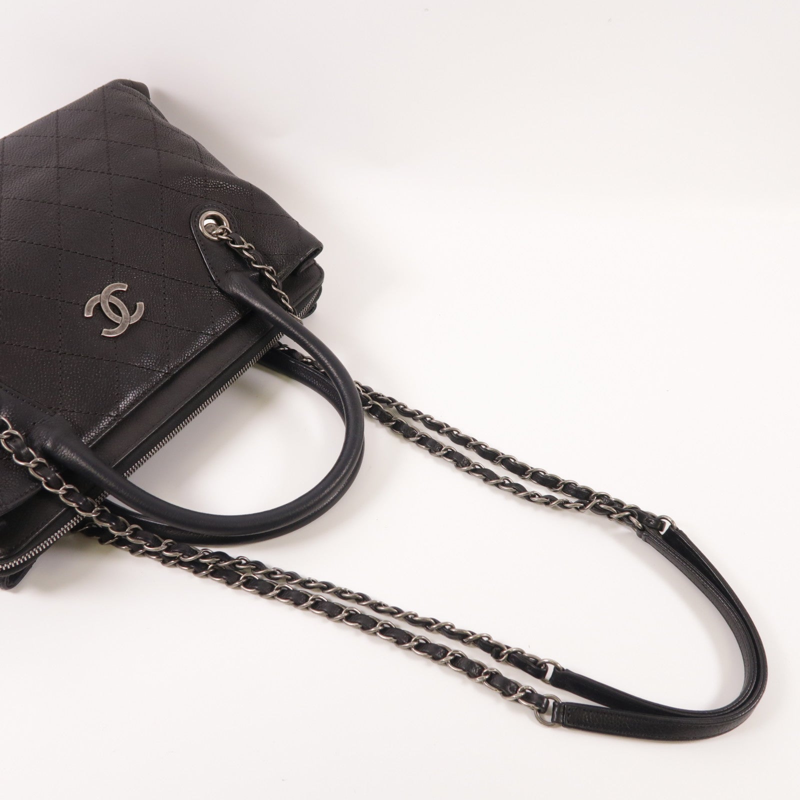 CHANEL 牛皮皮革2 Way Bag鏈帶手挽肩背兩用袋