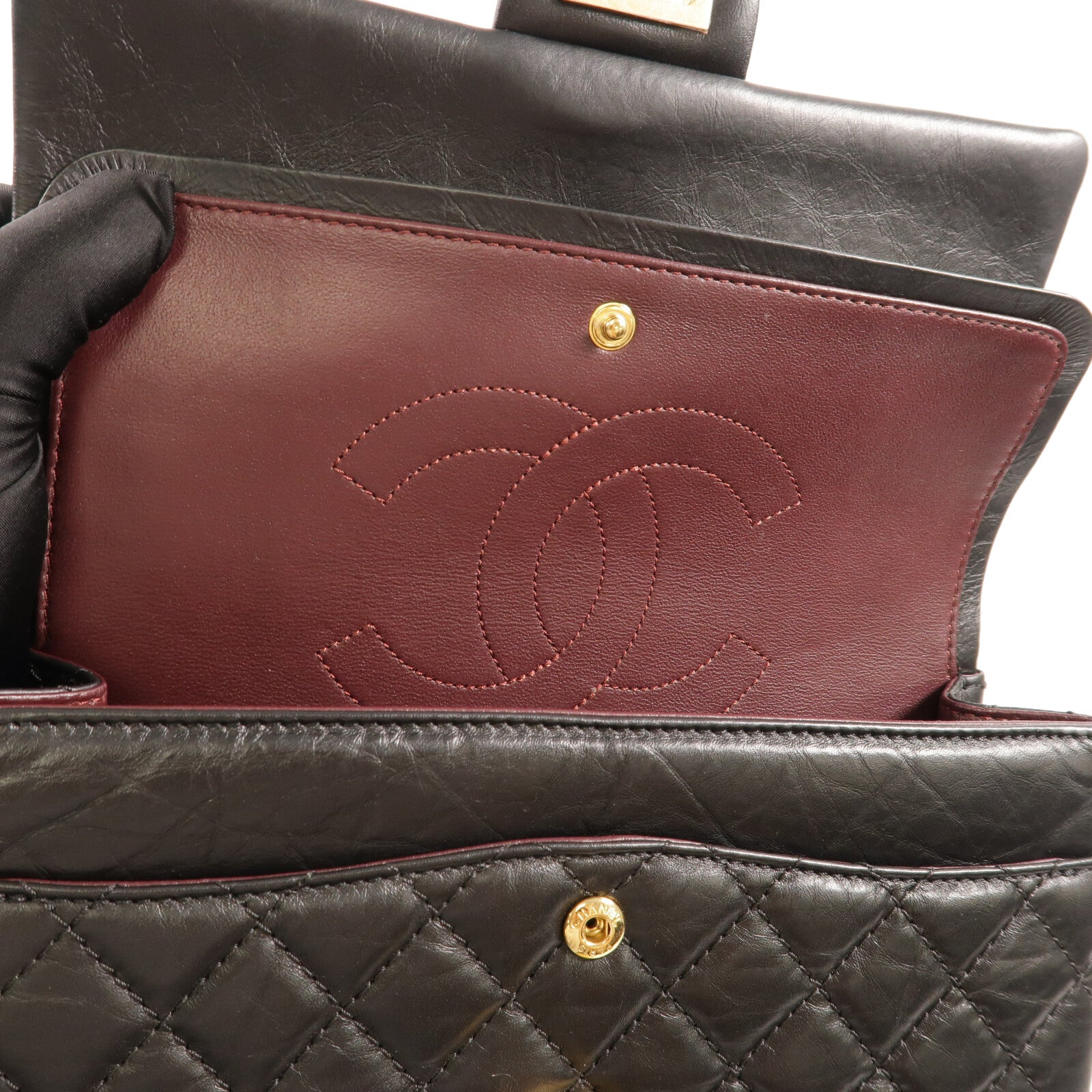 CHANEL 牛皮皮革2.55 Small鏈帶手挽肩背兩用袋