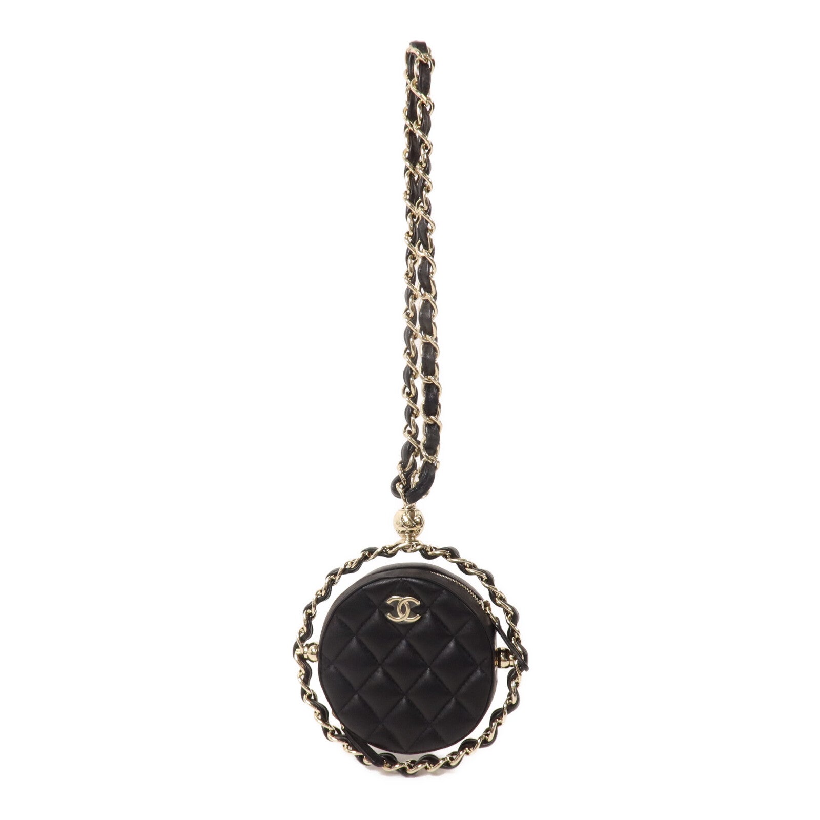 CHANEL 羊皮皮革Round Clutch With Chain鏈帶手拿包