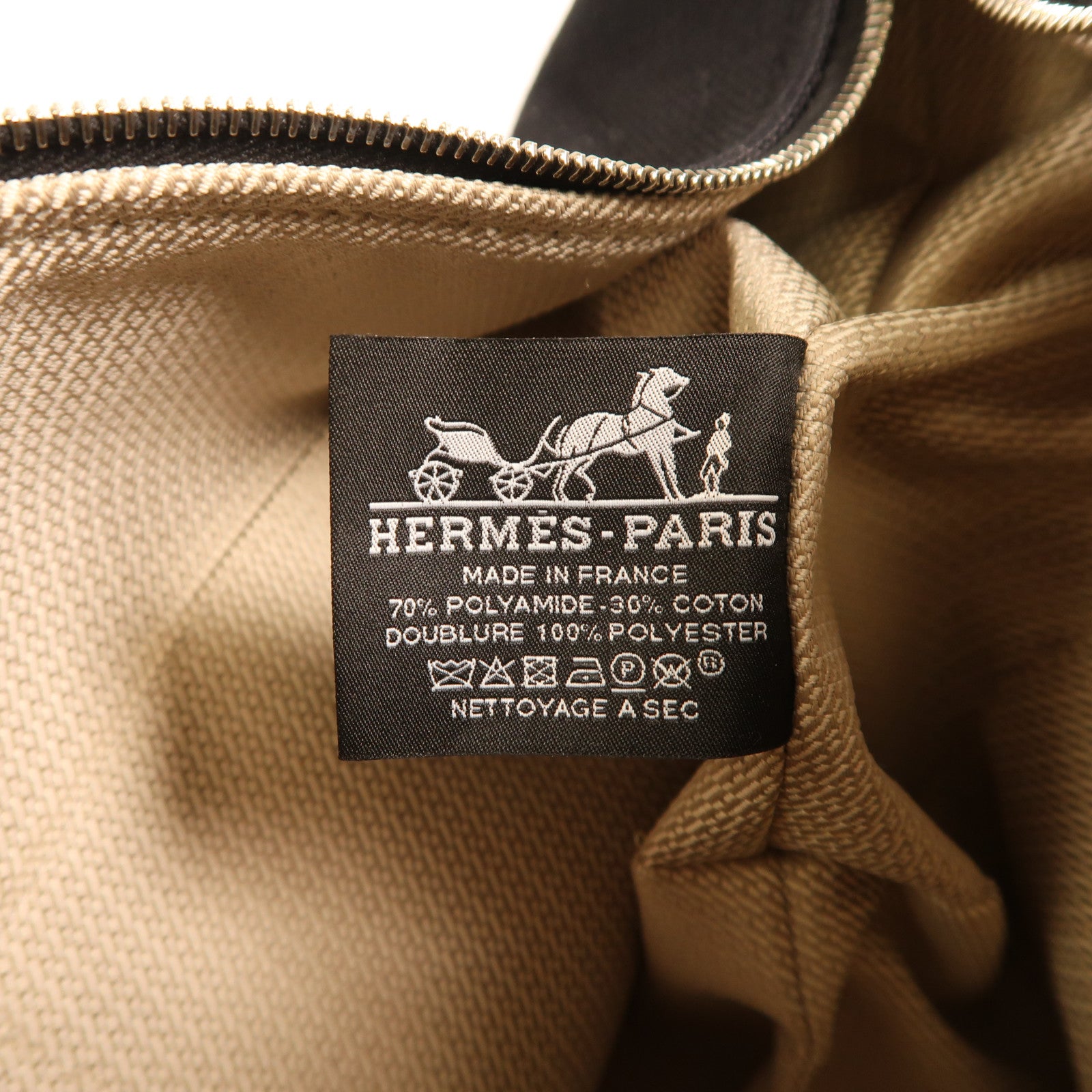 HERMES 帆布Bride A Brac銀扣手挽袋黑色