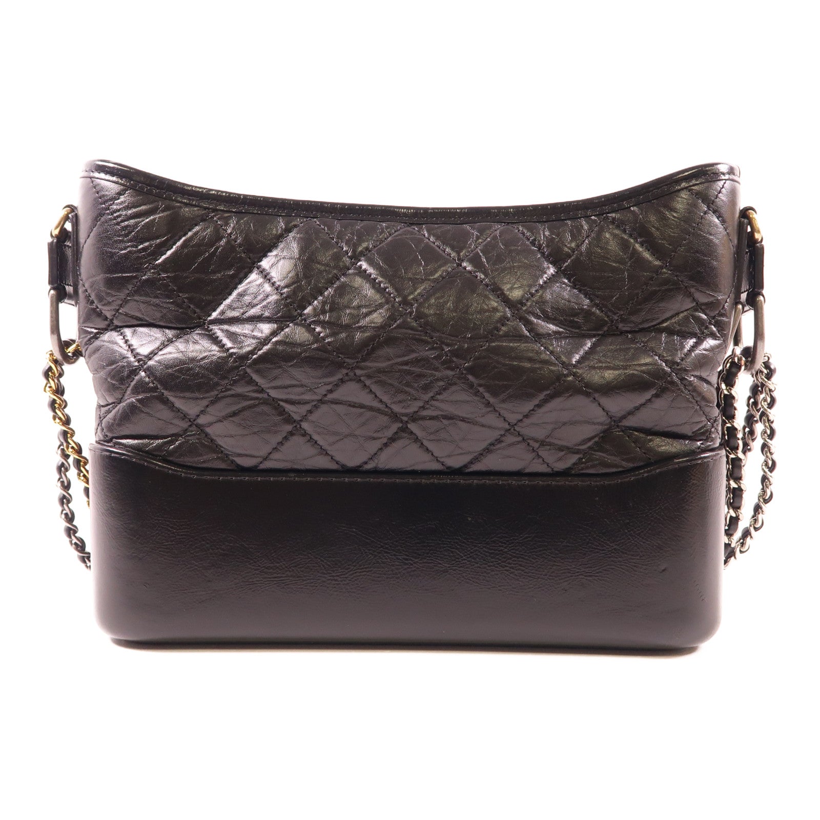 CHANEL CC Gabrielle Small Chain Shoulder Bag Calfskin Leather Black