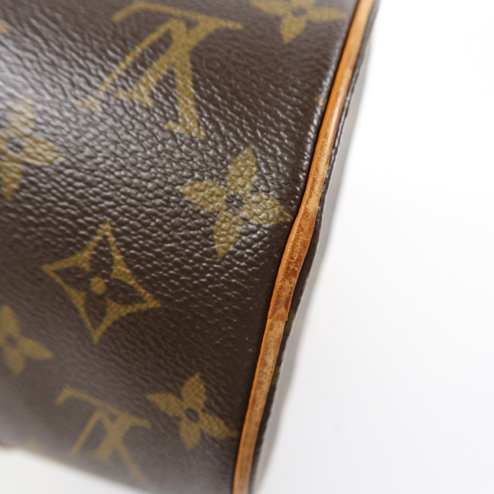 LOUIS VUITTON Monogram Papillon PM金扣手挽袋棕色