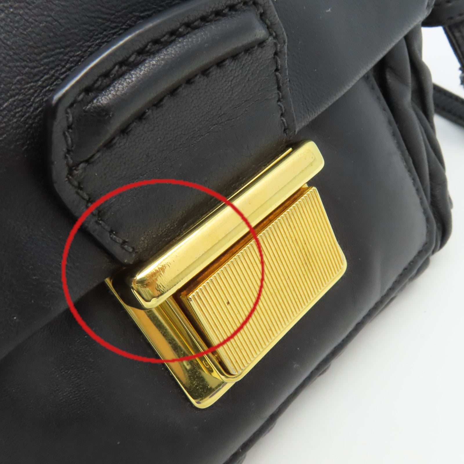 Miu Miu 牛皮皮革2Way Shoulder Bag金扣手挽肩背兩用袋黑色