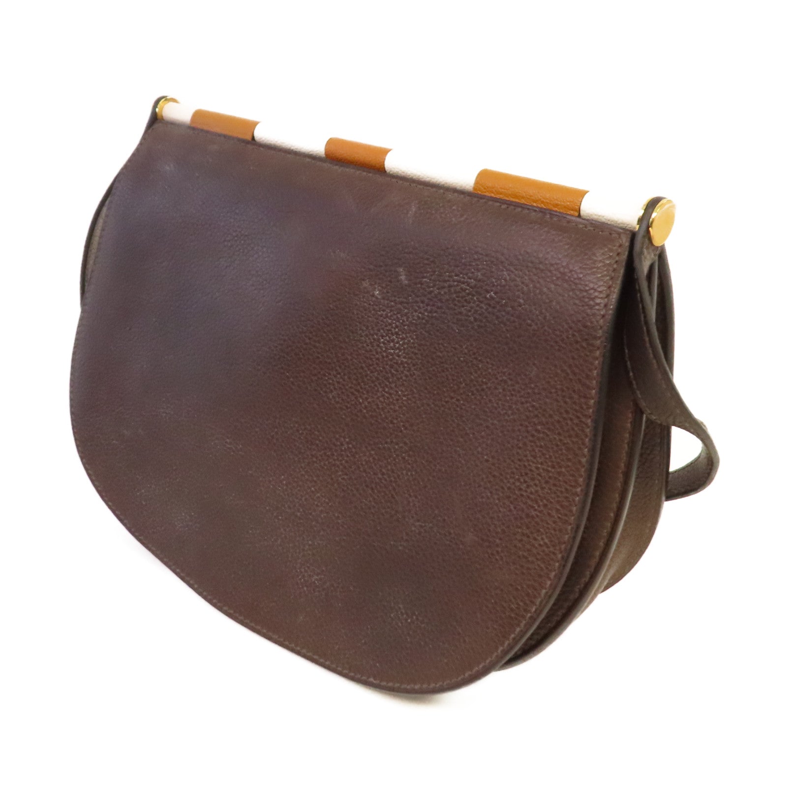 HERMES 【激減優惠】Clemence皮革Sac Saut 25 Shoulder Bag金扣肩背袋啡色