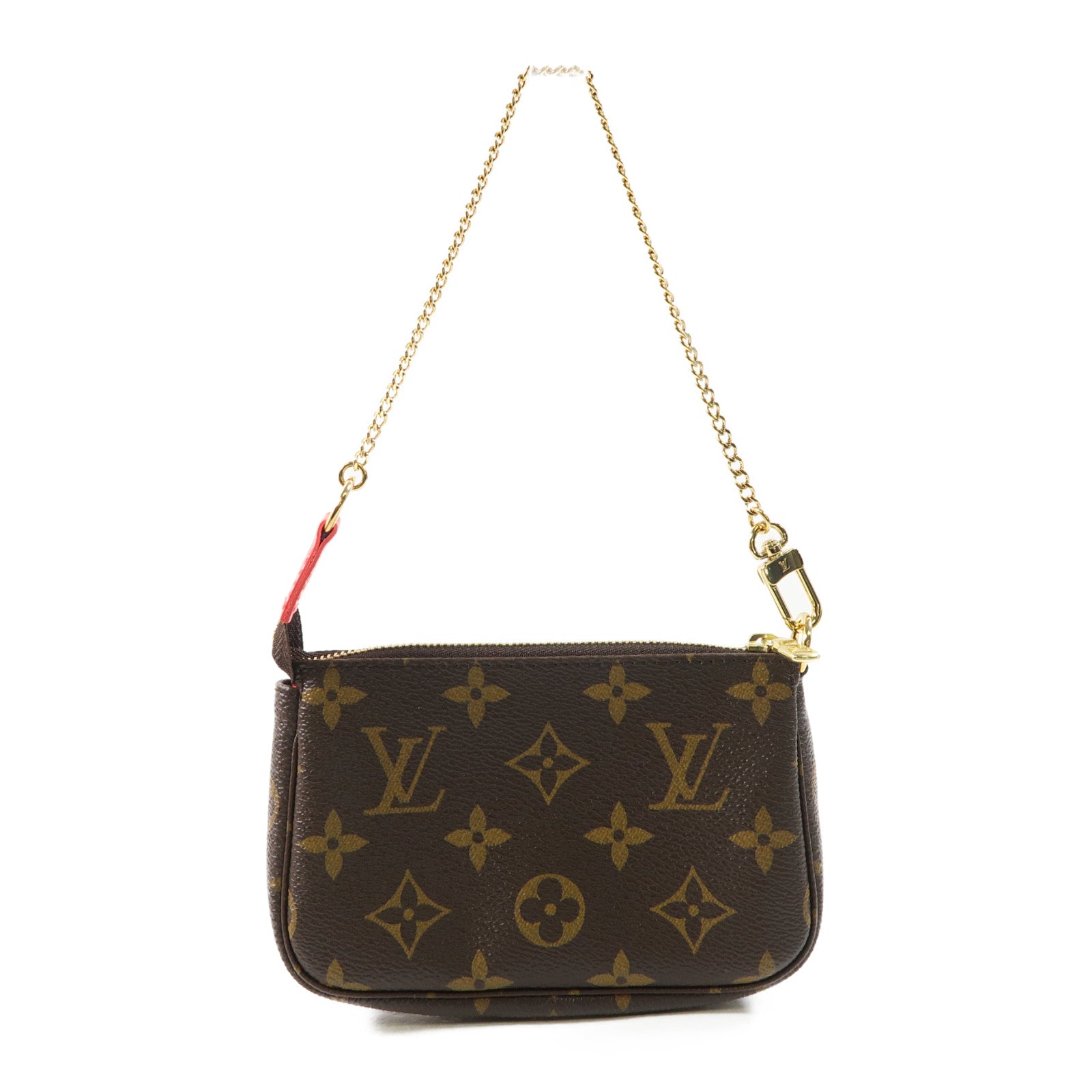 LOUIS VUITTON Monogram Mini Pochette Accessoires金扣手挽袋啡色/彩色
