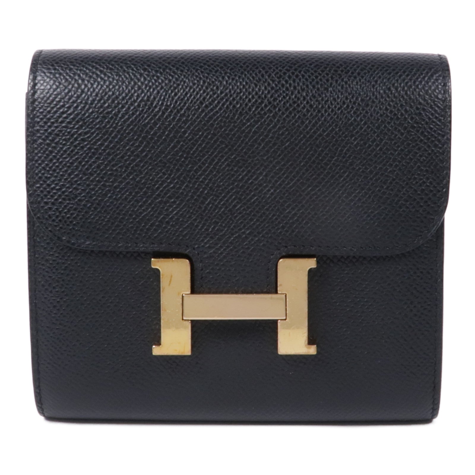 HERMES Epsom皮革Constance Wallet金扣錢包Noir