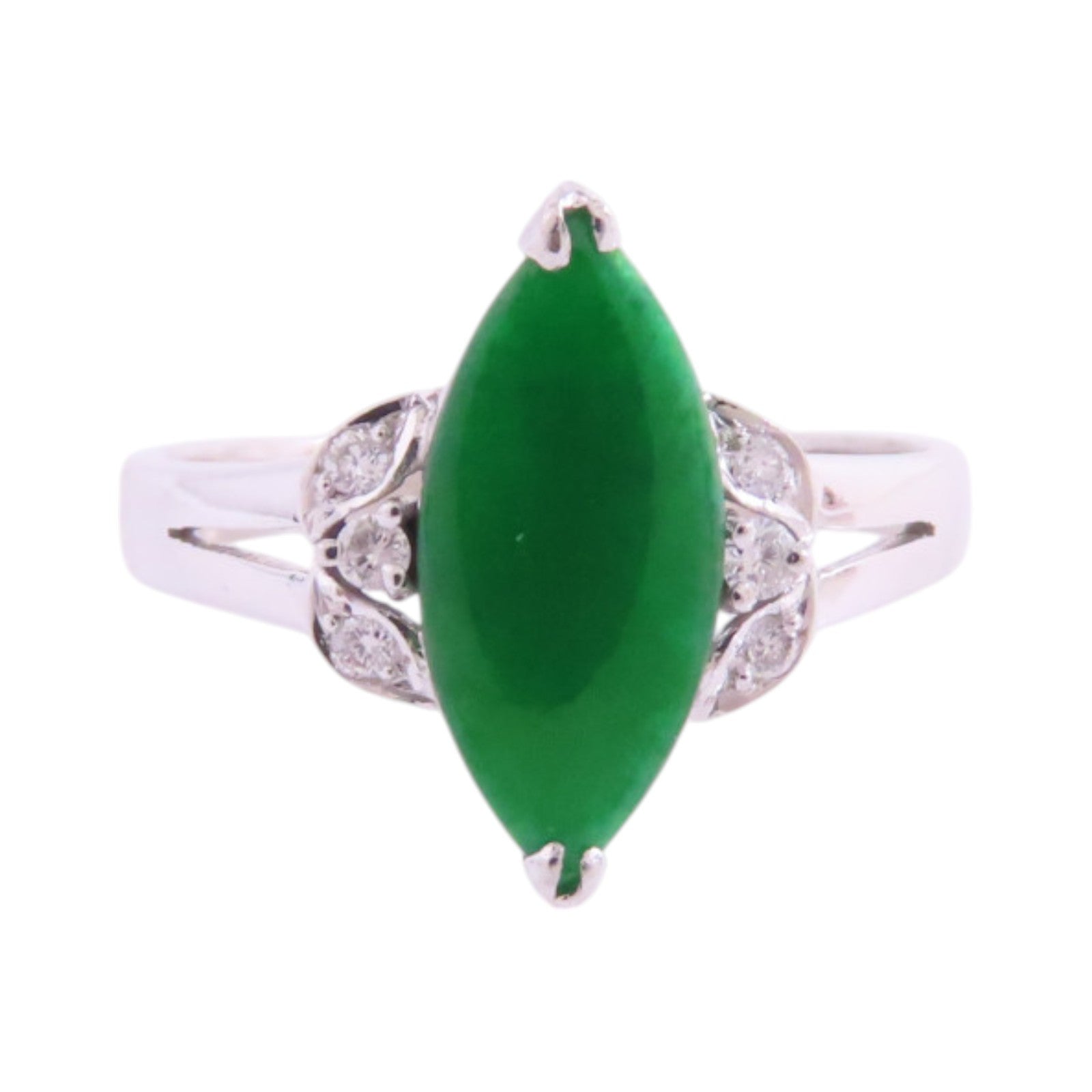 JEWELRY 18K白金/翡翠/鑽石Jade Diamond Ring戒指US#6.5