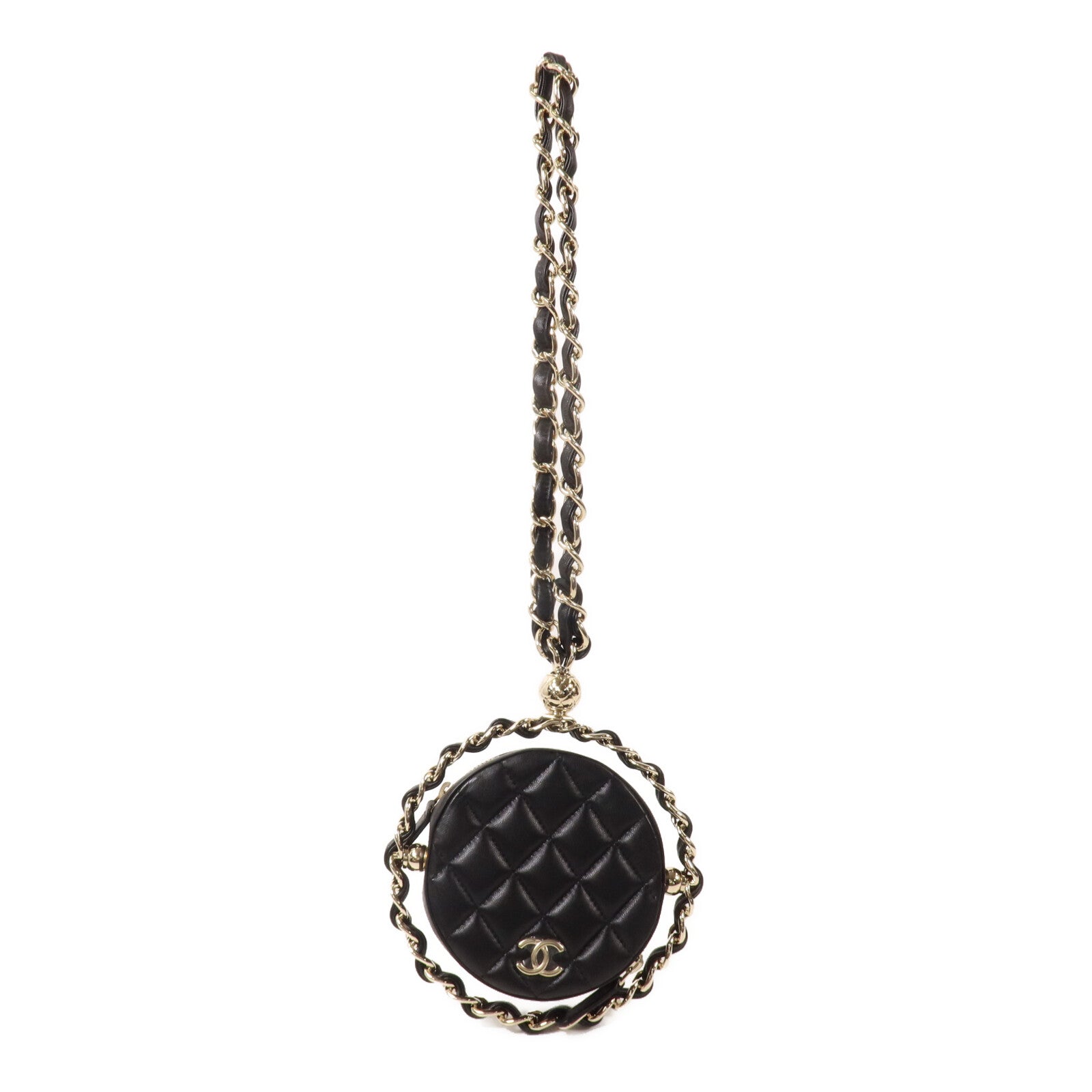 CHANEL 羊皮皮革Round Clutch With Chain鏈帶手拿包