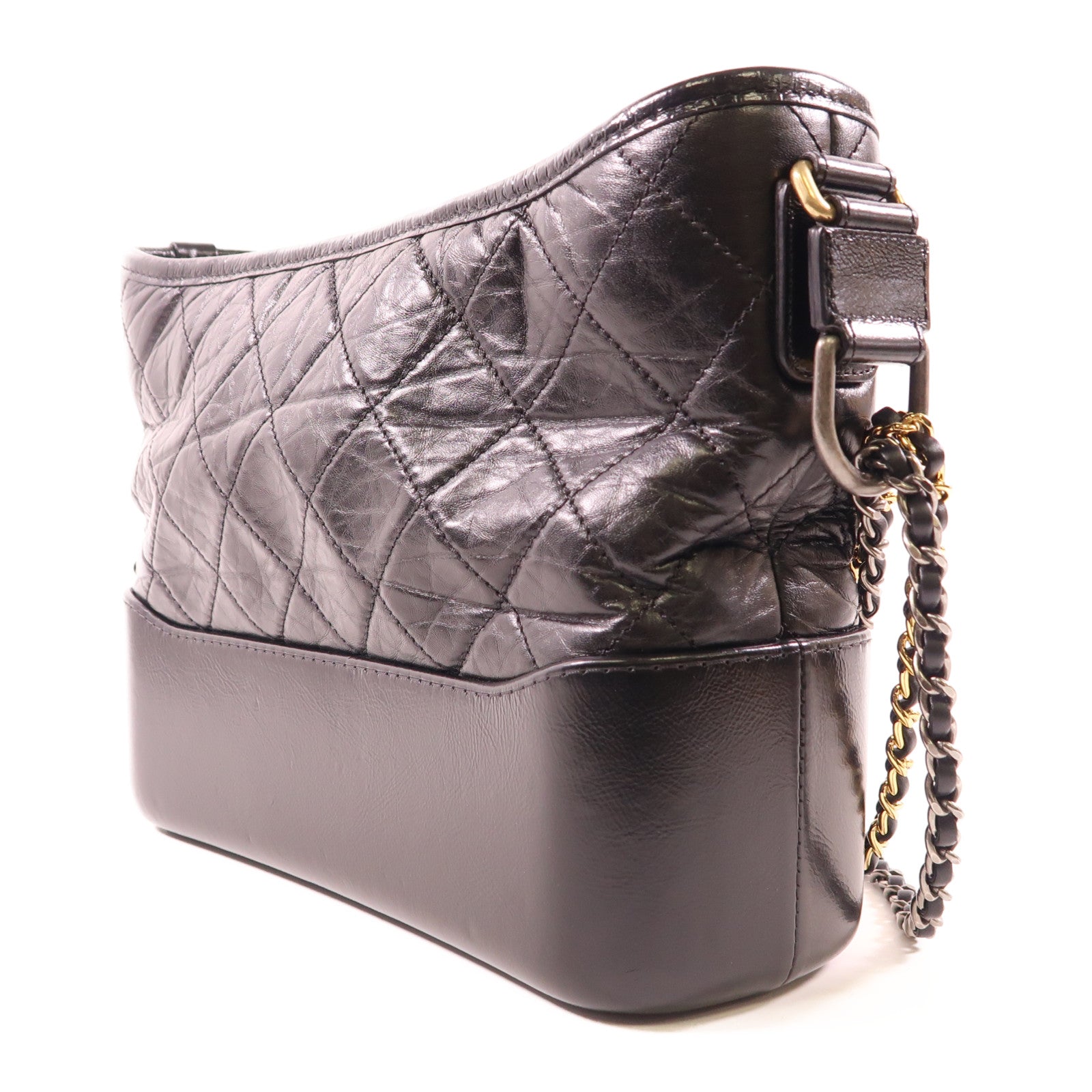 CHANEL CC Gabrielle Small Chain Shoulder Bag Calfskin Leather Black