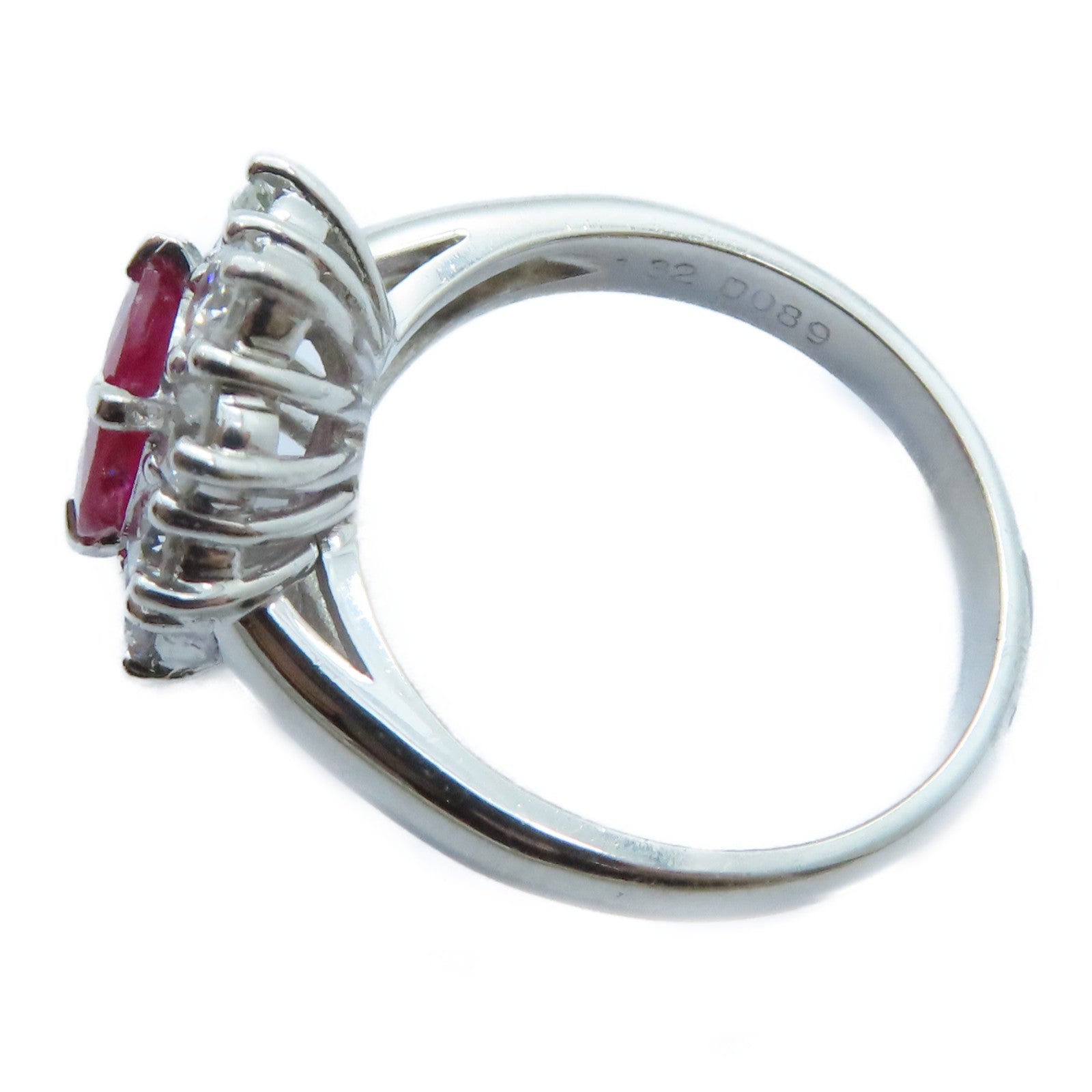 JEWELRY PT850鉑金Ruby Diamond Ring 1.32ct紅寶石/0.89ct鑽石戒指US#5.5