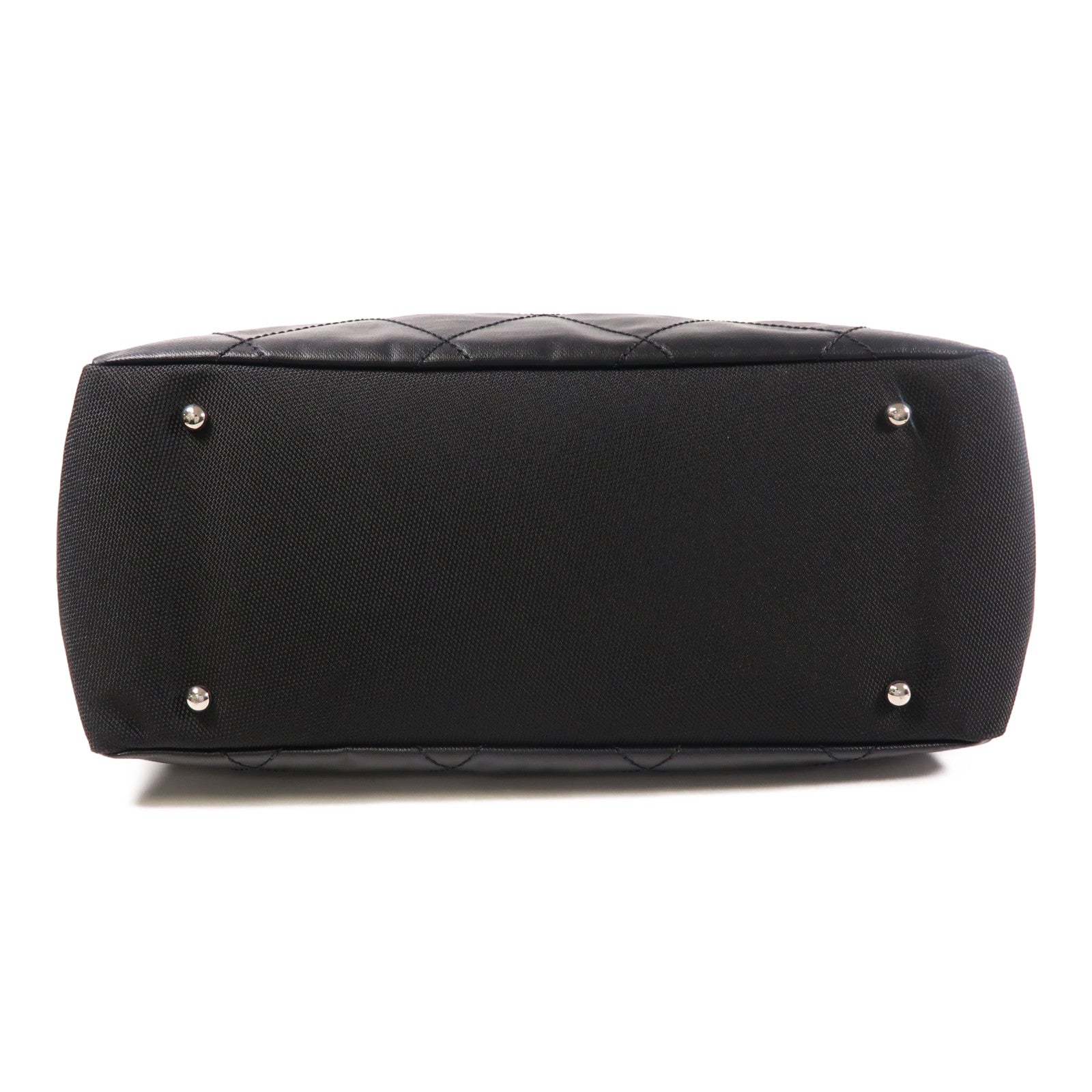 CHANEL 【激減優惠】塗層帆布/皮革Tote Bag銀扣肩背袋