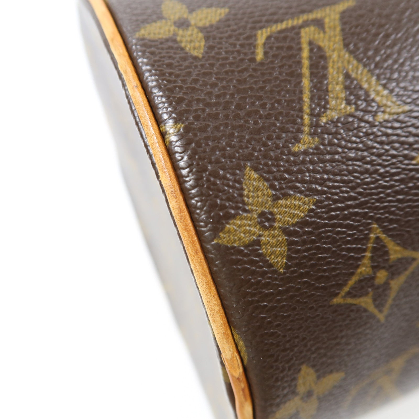 LOUIS VUITTON Monogram Papillon PM金扣手挽袋棕色