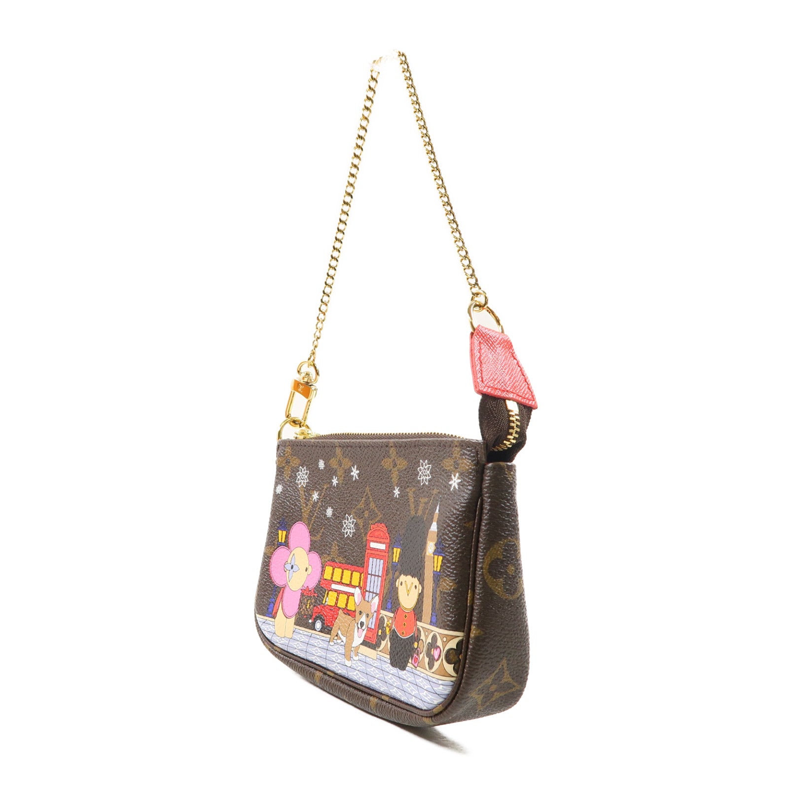 LOUIS VUITTON Monogram Mini Pochette Accessoires金扣手挽袋啡色/彩色