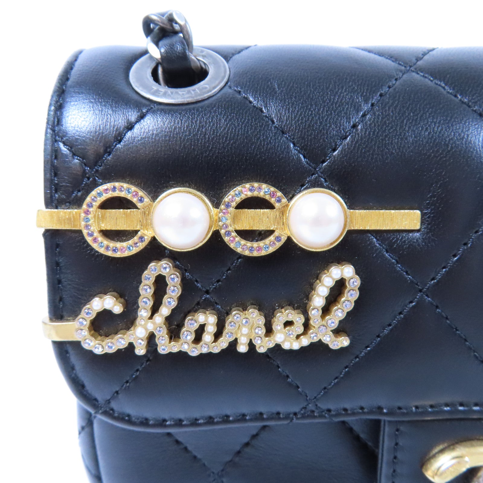 CHANEL 菱格羊皮皮革Classic Flap金扣肩背袋黑色