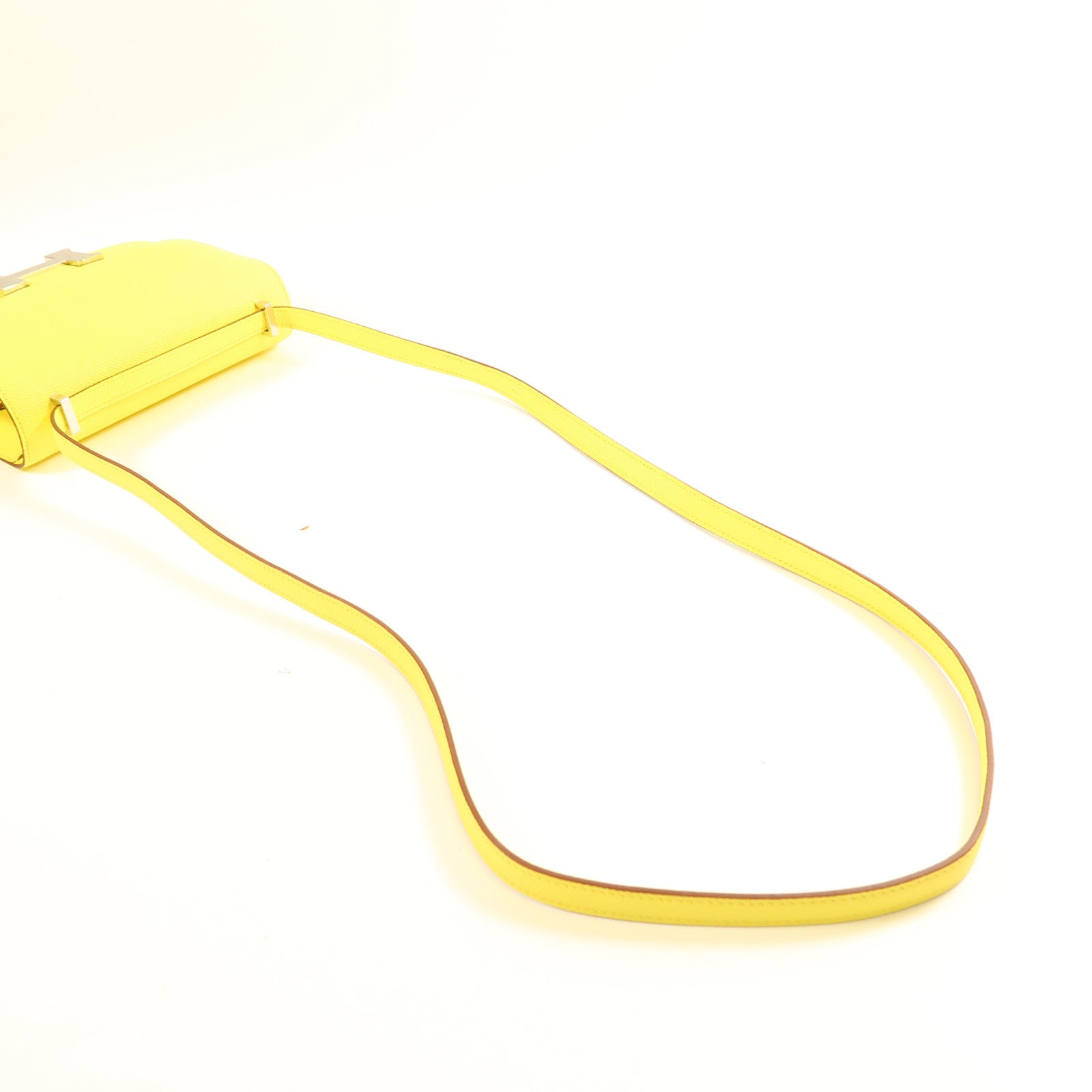 HERMES Epsom皮革Constance Mini 3銀扣肩背袋Jaune Citron