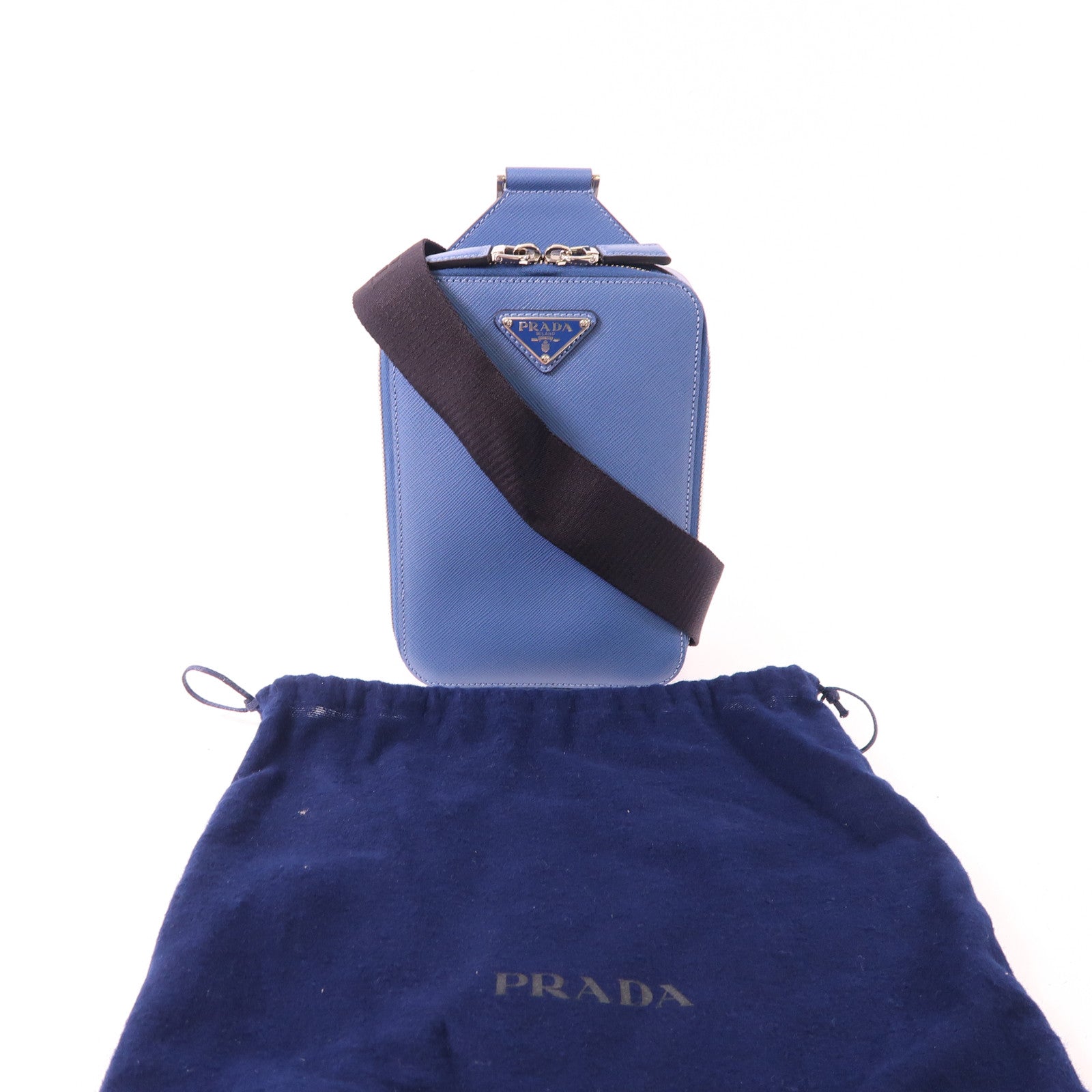 PRADA Saffiano皮革Brique銀扣斜孭袋
