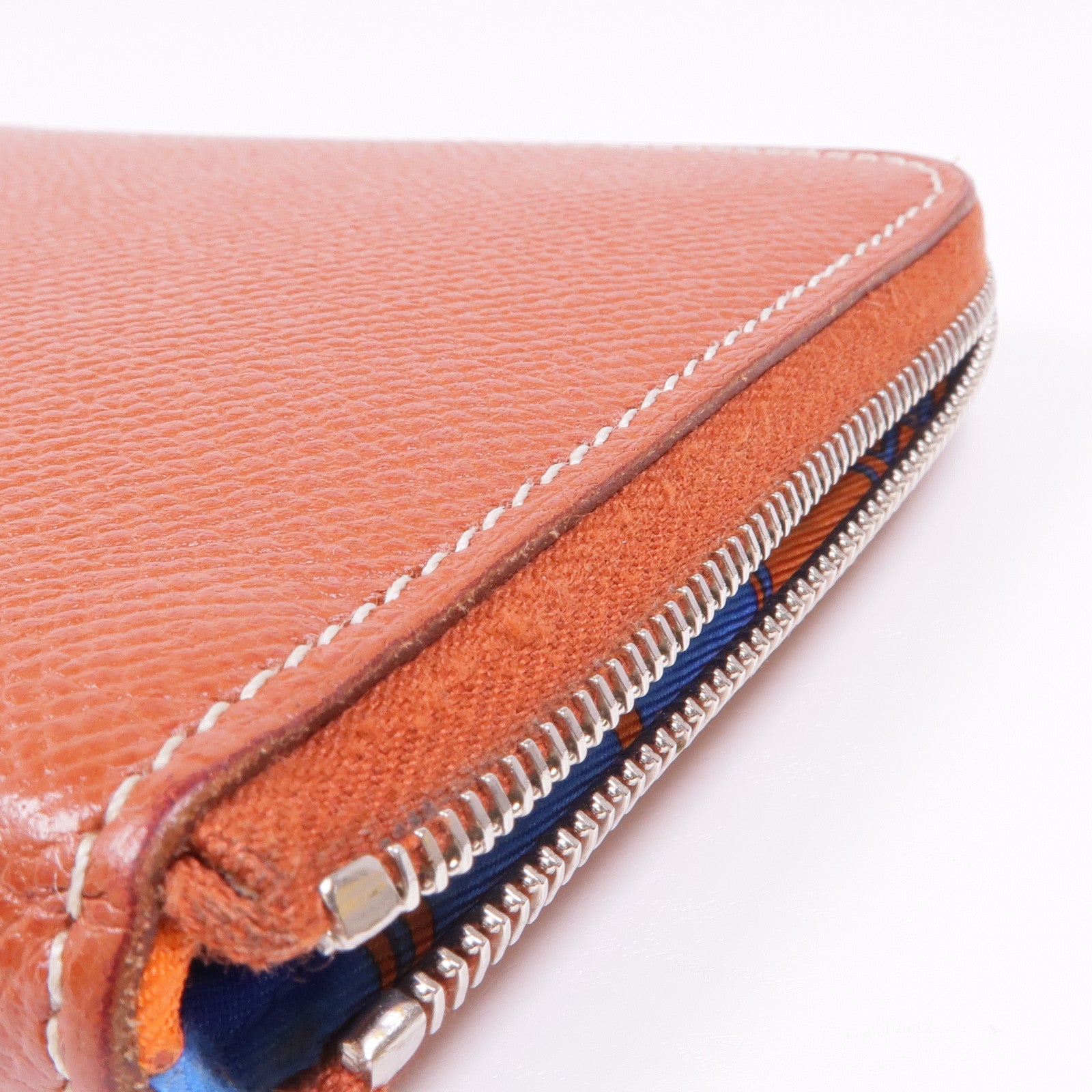 HERMES Epsom皮革Silk'In Wallet銀扣長錢包Brique