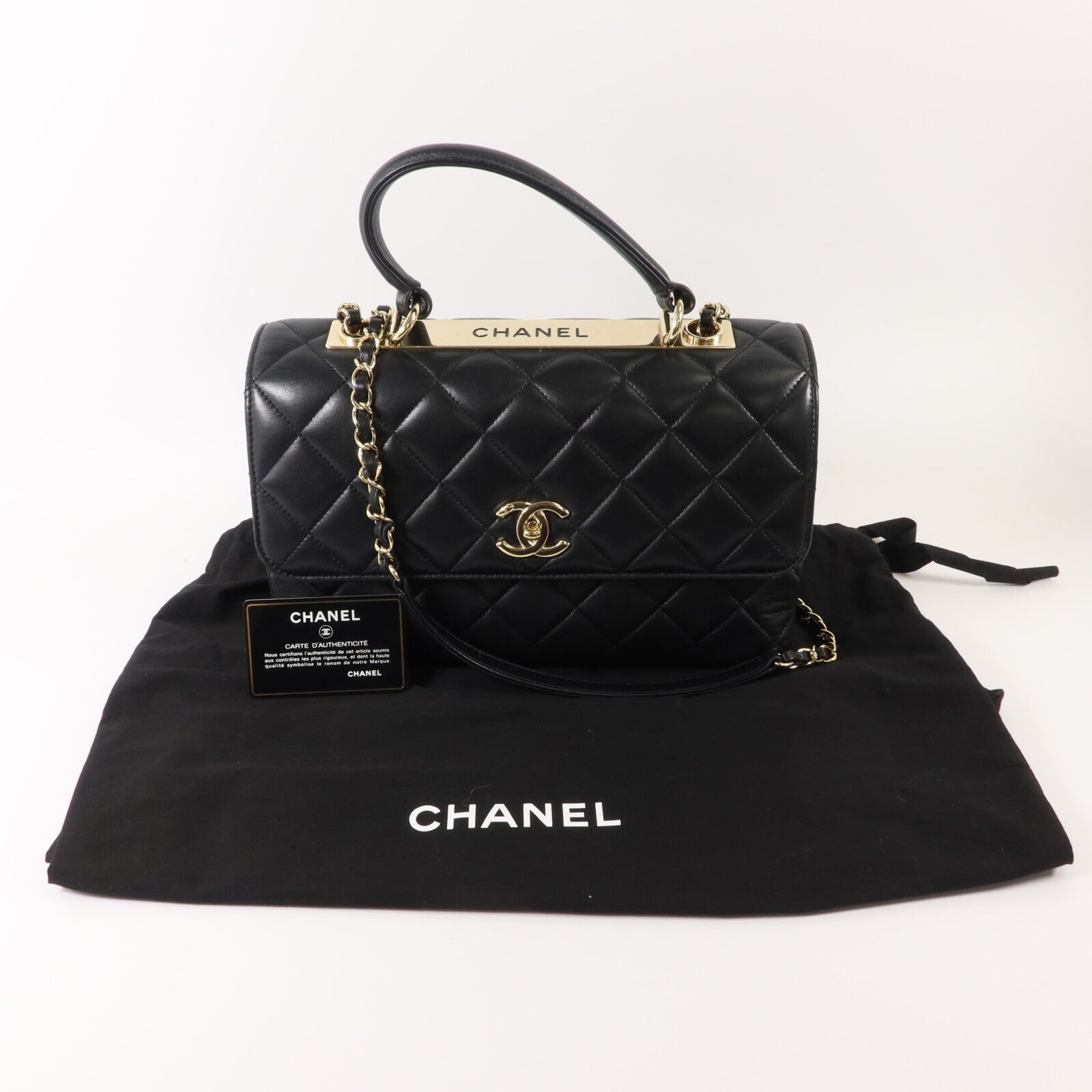CHANEL 羊皮皮革Trendy CC Top Handle手挽肩背兩用袋