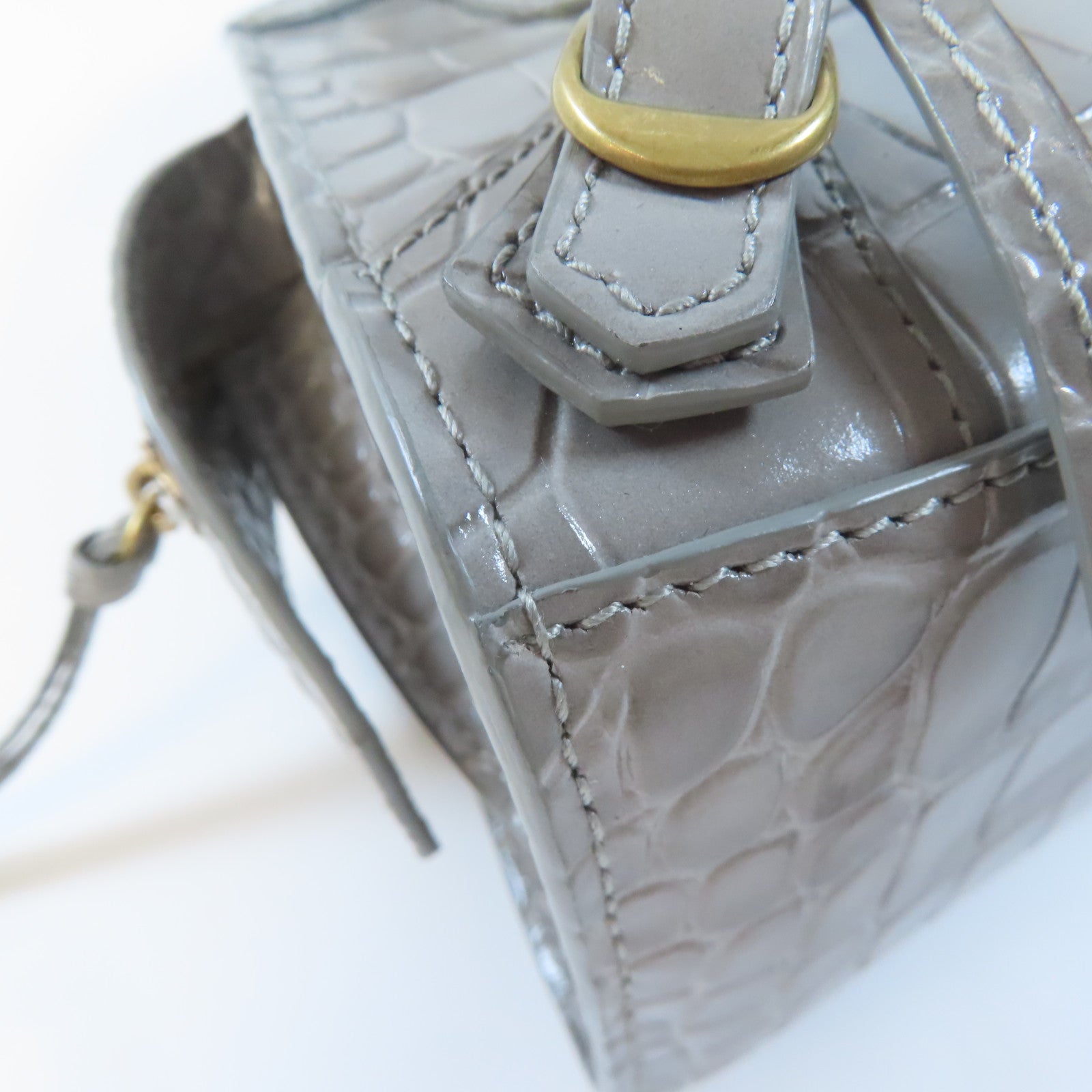 BALENCIAGA 牛皮皮革Neo Classic Mini金扣手挽肩背兩用袋灰色