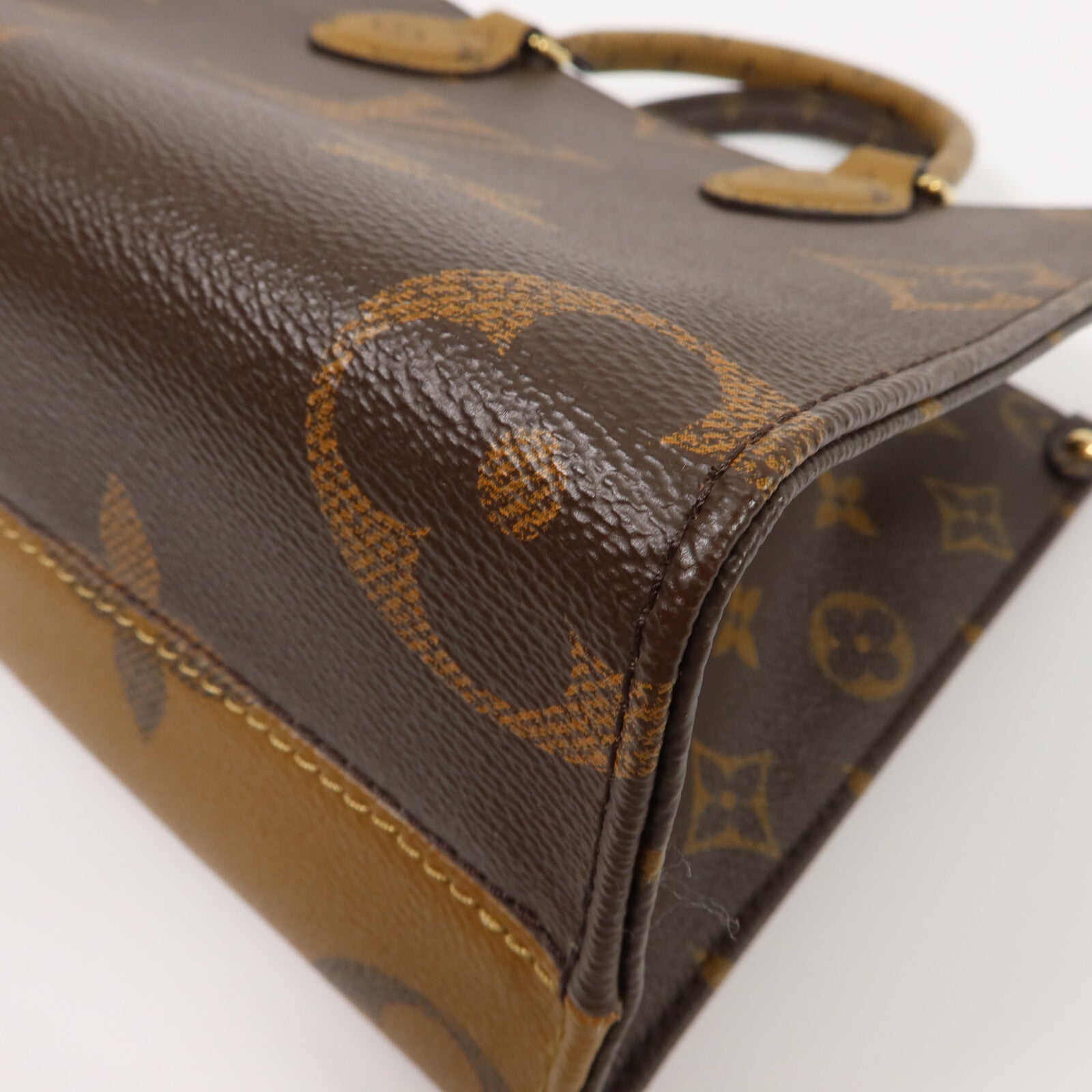 LOUIS VUITTON Monogram Giant OnTheGo PM金扣手挽肩背兩用袋棕色