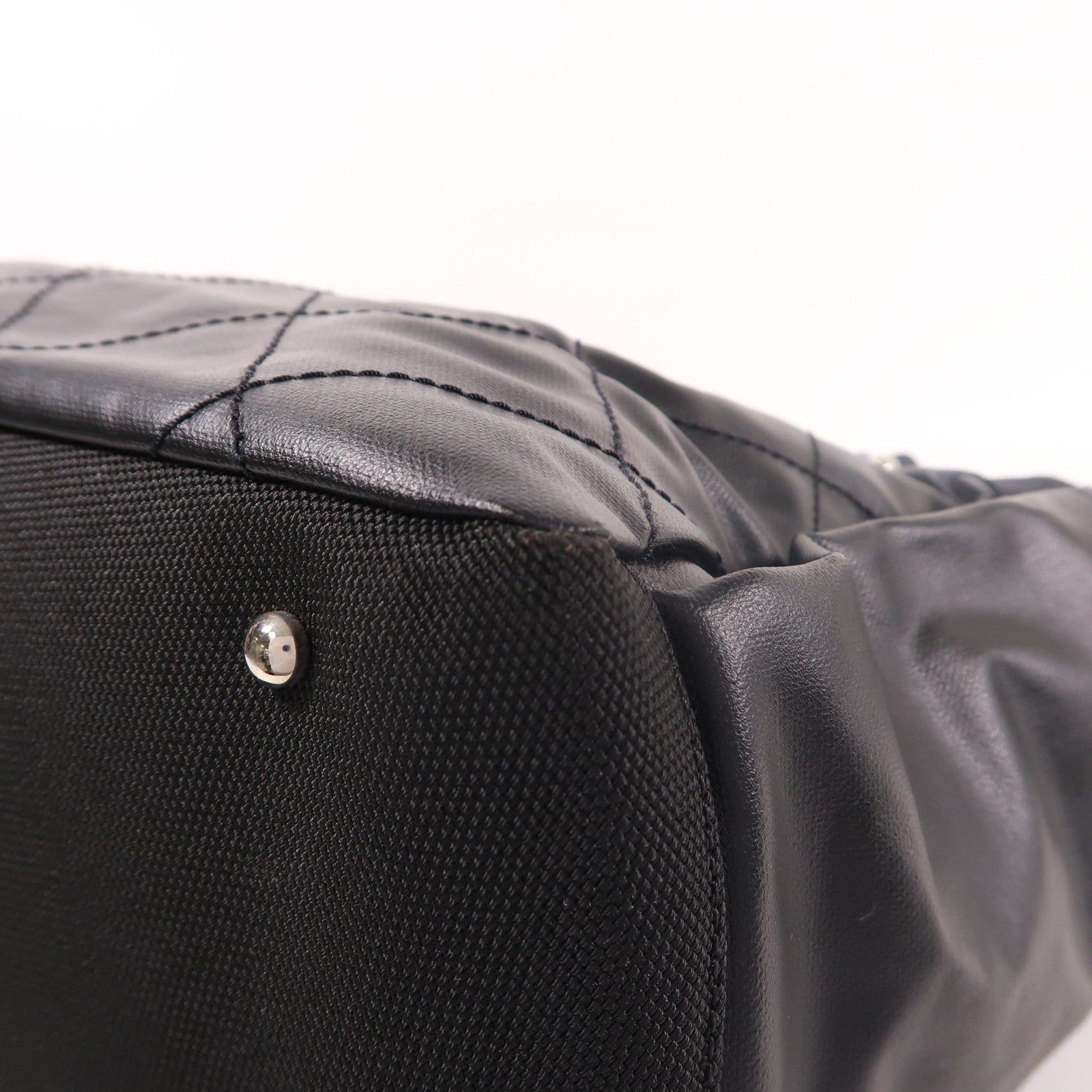 CHANEL 【激減優惠】塗層帆布/皮革Tote Bag銀扣肩背袋